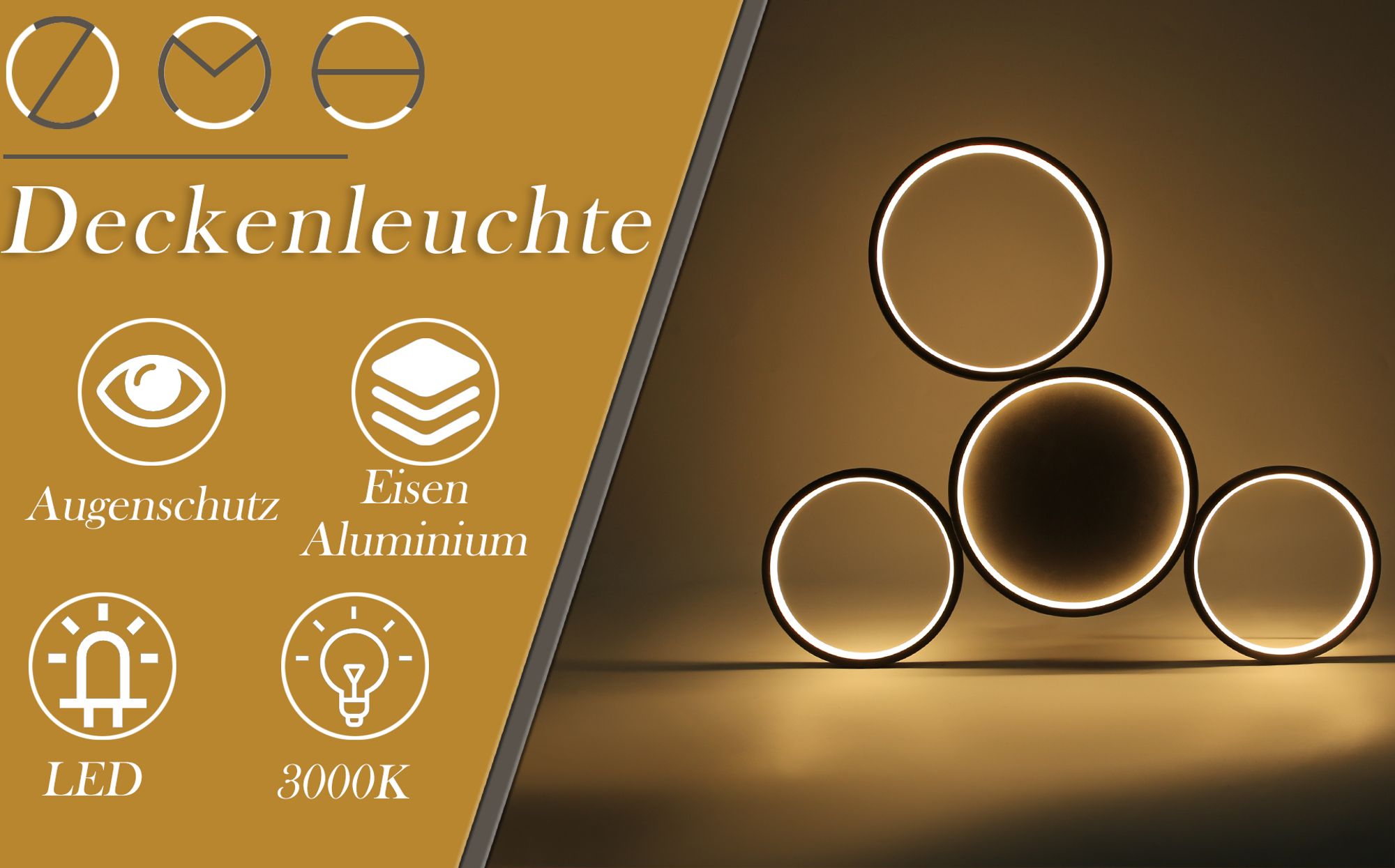 ZMH LED Deckenleuchte Weiß Warmweiß Wohnzimmer Modern Ring Design 4 Flammig 29W  für Schlafzimmer Büro Kinderzimmer Esszimmer