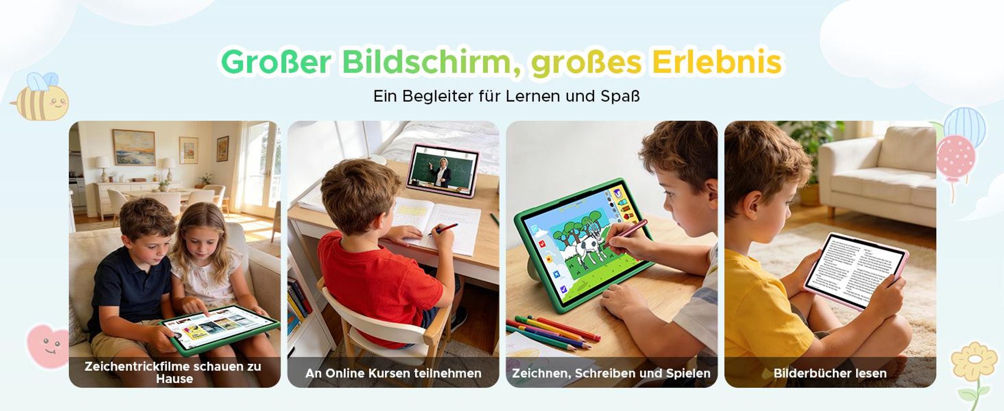 DOOGEE U11Kids 11" Tablet, Android 16,Gemini AI, 24(4+20)GB+128GB/2TB TF, 90Hz,8580mAh,WiFi Tablet für Kind mit Kindgerechte Hülle und Stift