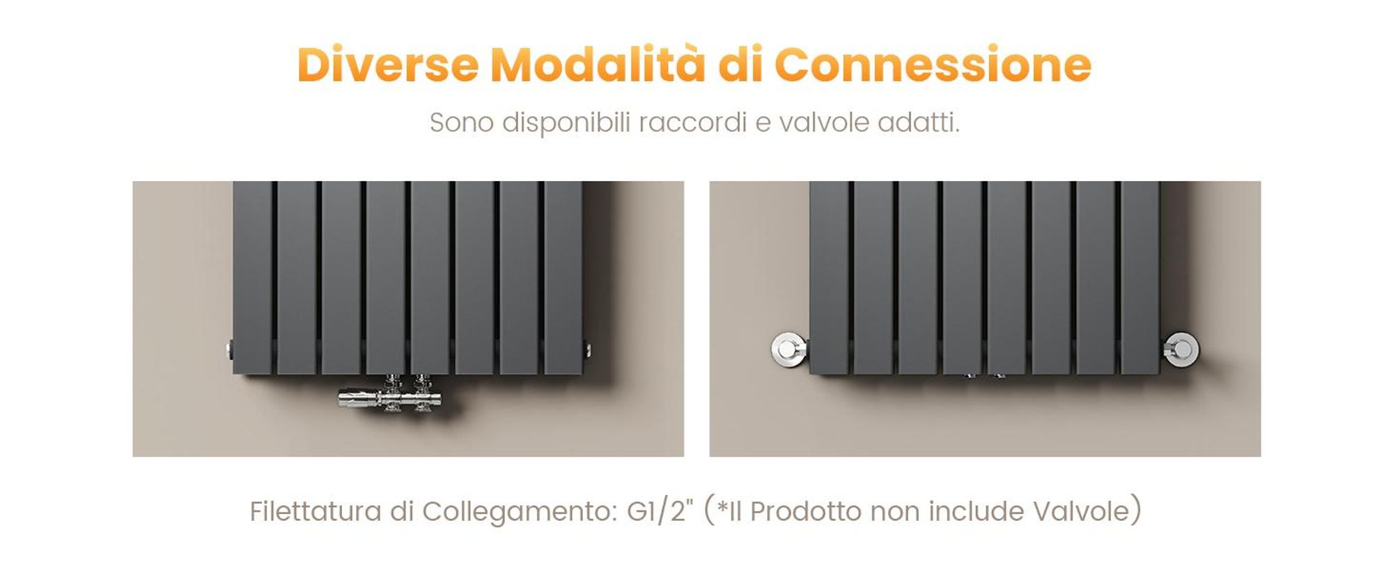 EMKE Design Radiatore a pannello orizzontale 630x1006 mm 1308 W Radiatore piatto antracite Radiatore a doppio strato Acciaio SPCC Attacco laterale senza resistenza elettrica