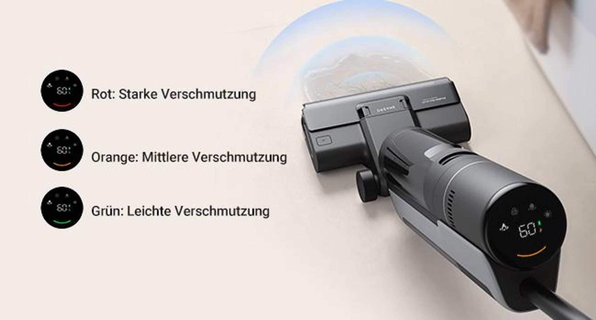 Dreame H12S Staubsauger Nass- und Trockenstaubsauger,kabelloser Handstaubsauger,16.000Pa Saugkraft,55 °C heiße Luft,6mm Kantenreinigung,3 Modi ändern