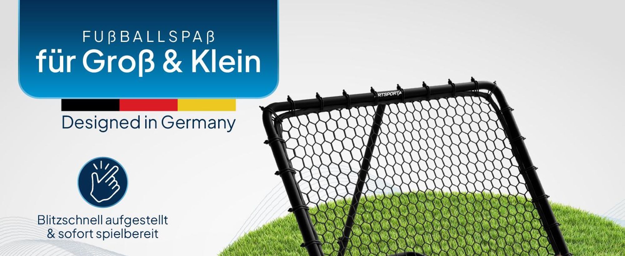 ArtSport Fußball Rebounder Power Pass - verstellbar, stabiler Rahmen, platzsparend verstauen