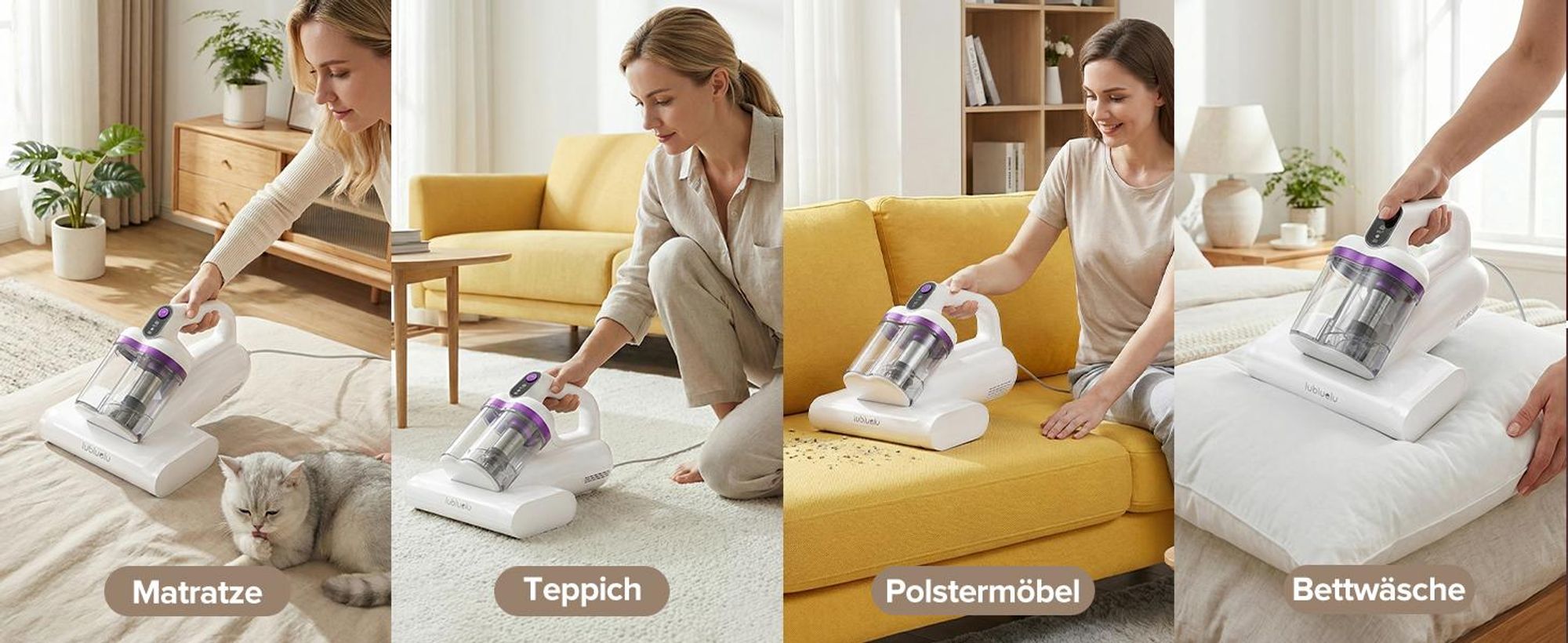 Lubluelu Milbensauger 3in1 für Matratzen, 18KPa Starke Saugleistung, Matratzenreiniger gegen Milben, Staub und Allergene, Handstaubsauger für Bett