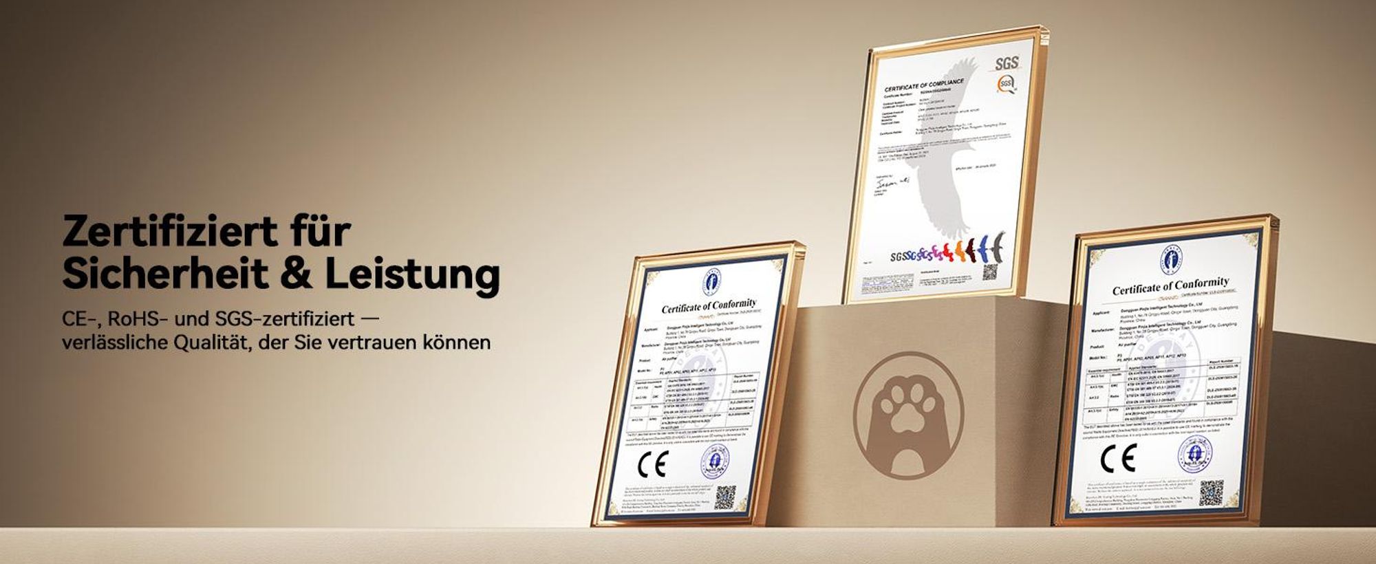 Amicura P3 Luftreiniger für Haustierallergiker, 843m³/h Tierhaarentfernung, 450 CADR - 99% Geruchsneutralisation, H13 Filter, App-Steuerung