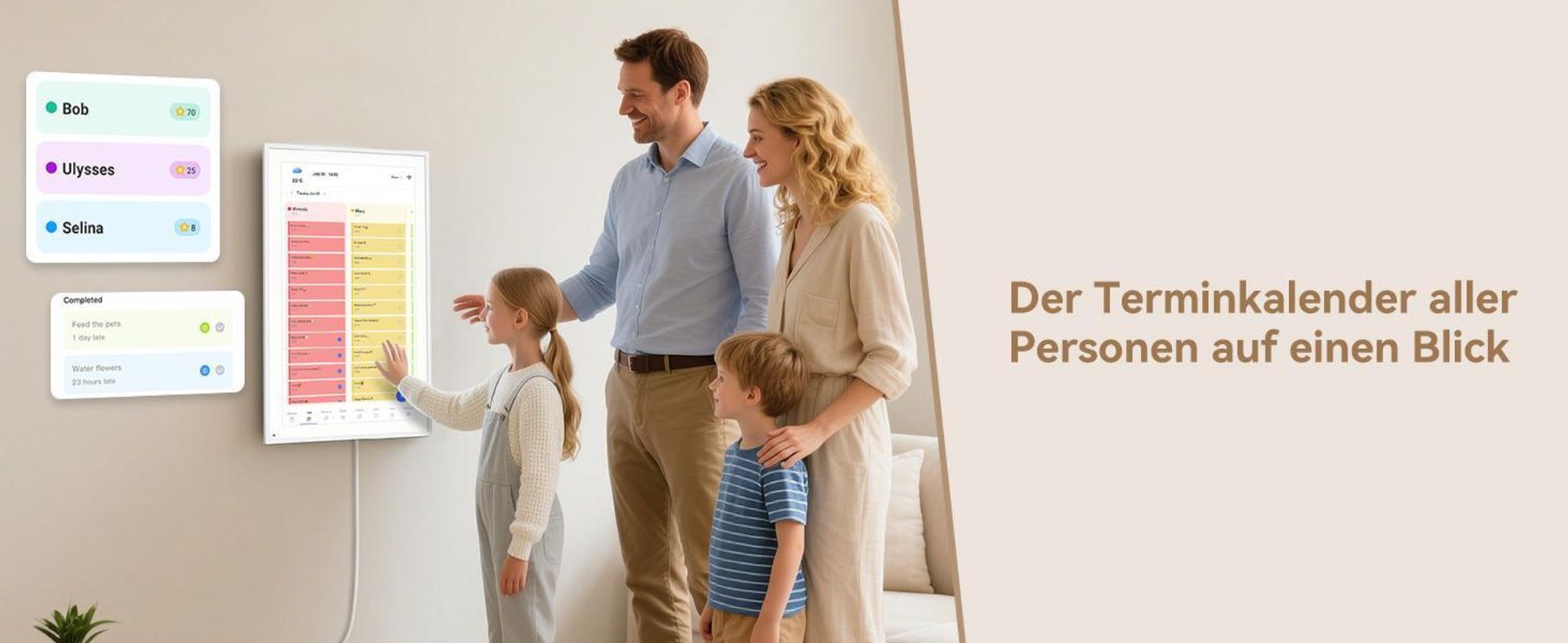 TABWEE P10 und P15 Kombi: Digitaler Kalender, 10,1" & 15,6" Displays, Fotoalbum & Belohnungssystem, 1280x800, 16:10, Multi-Device-Sync und Sharing