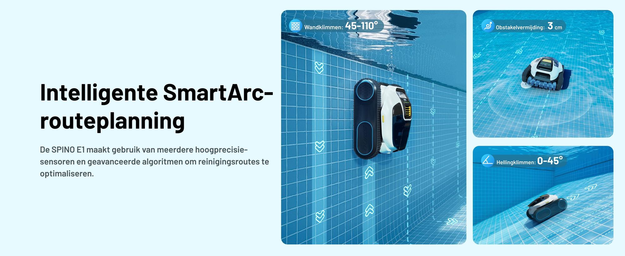 Mammotion zwembadrobot Spino E1 draadloze zwembadstofzuiger voor zwembaden tot 150 m², 6 Ah, 210 min looptijd, app, voor vloer, muur, waterleidingen