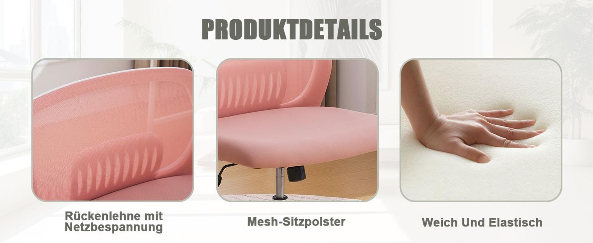 LVHOM Drehstuhl ohne Armlehnen, Höhenverstellbarer Bürostuhl ergonomisch Wippfunktion, Schreibtischstuhl Computerstuhl Chefsessel, Schwarz