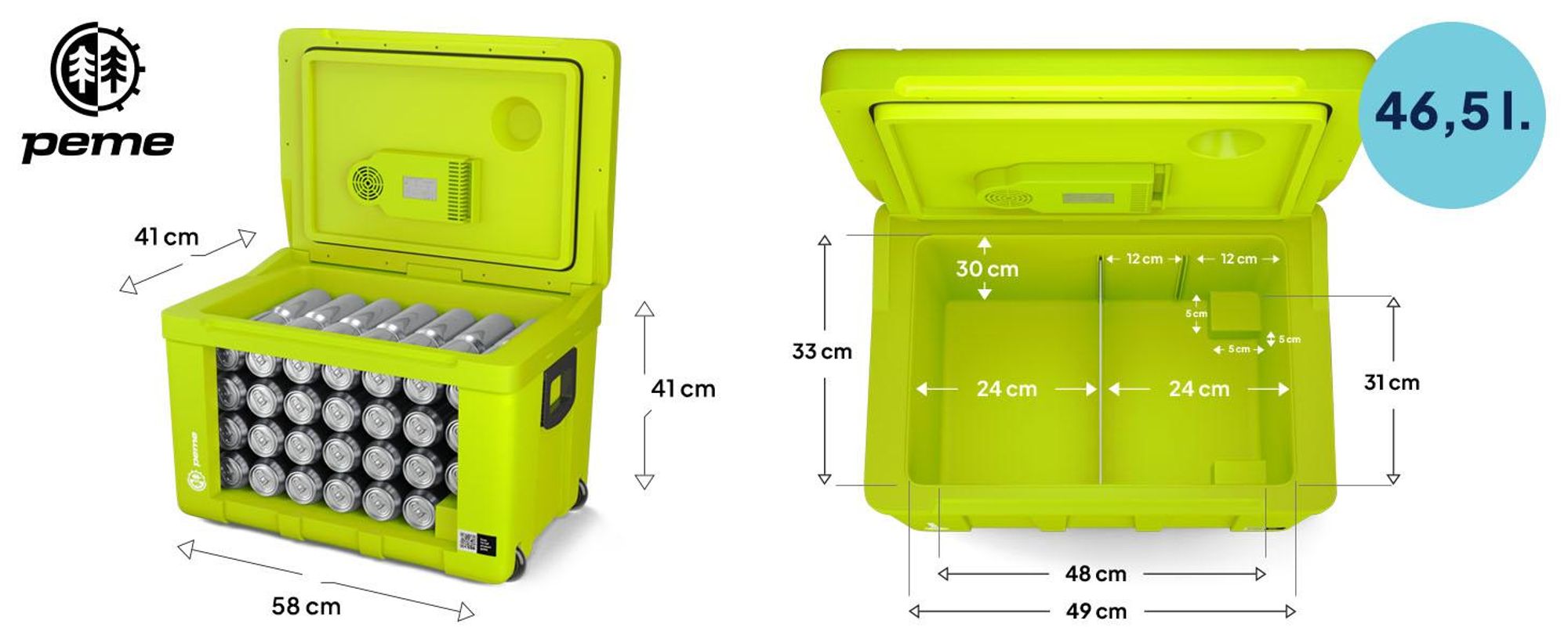 Peme Elektrische Kühlbox Essential 50L - Autokühlschrank Camping leise Trolley Wärmefunktion Minikühlschrank PKW LKW Reise Outdoor campingkühlschrank