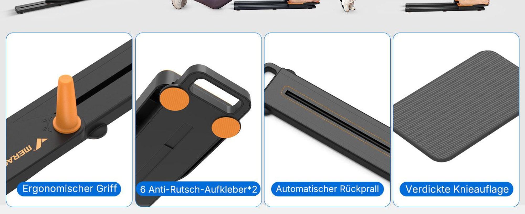 Multitrainer – 4-in-1 Pilates-Board, Push-Up-Bauchmuskel-Roller, Platzsparend, Bauchmuskelübungsgerät für Ganzkörpertraining