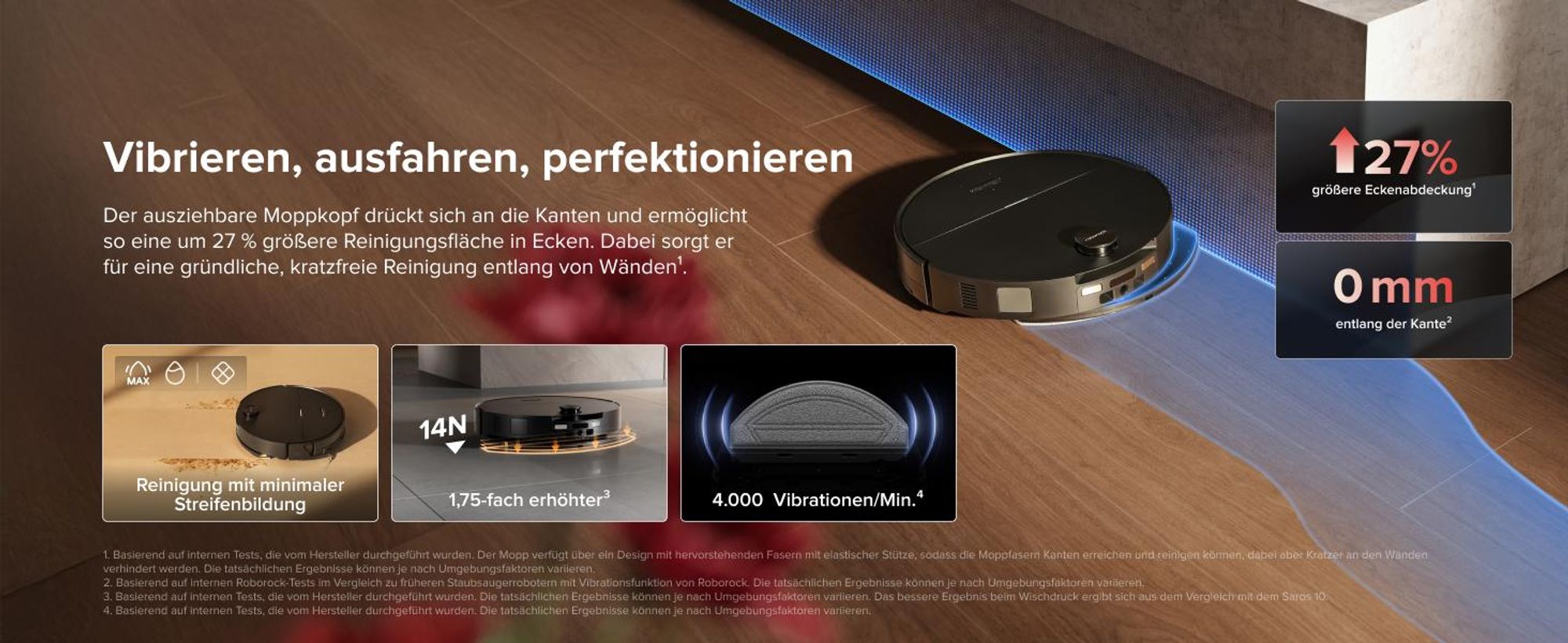 Roborock Saros 20 Sonic Staubsauger Roboter, 36.000 Pa Saugroboter mit Wischfunktion, Dual Anti-Tangle System, 7,98cm Ultra-Slim Design (Schwarz)