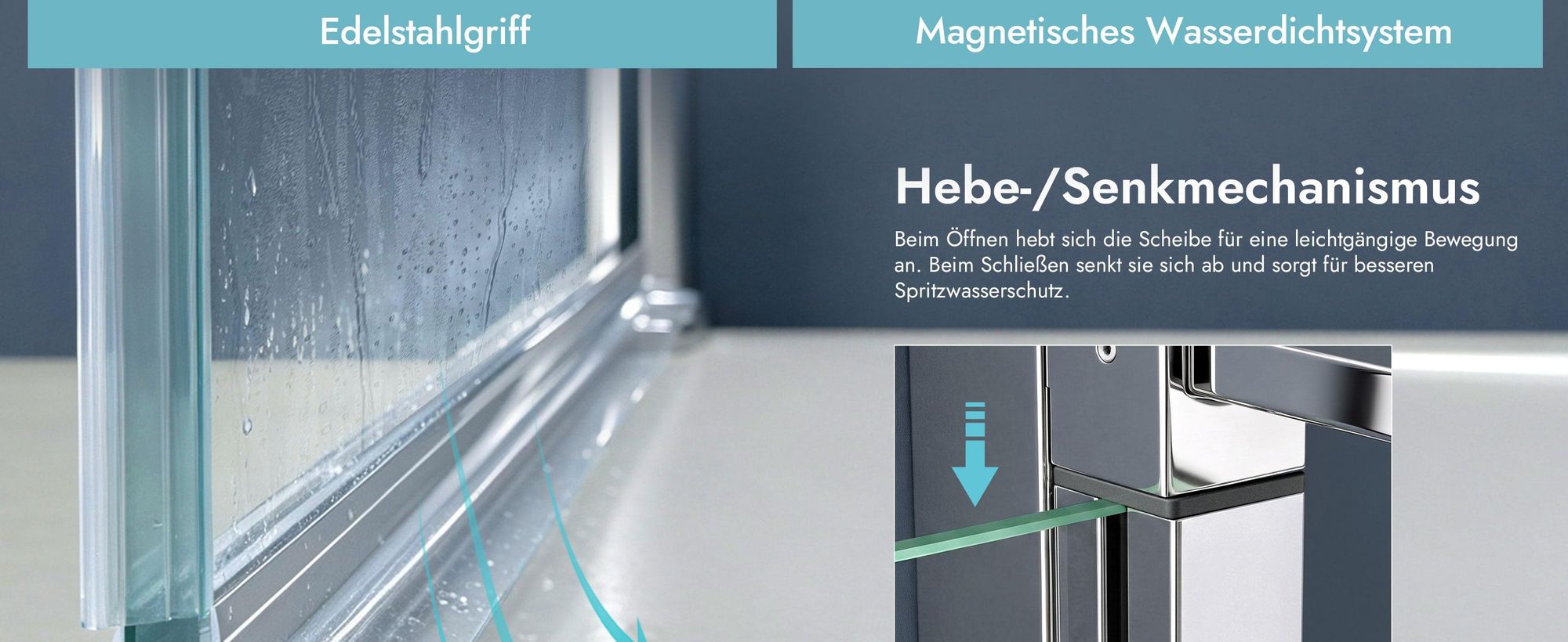 doporro Eck-Duschkabine 75x100x195cm Eckdusche mit Hebe- und Senkmechanismus ESG-Sicherheitsglas Klarglas inkl. Easy-Clean-Beschichtung Ravenna36K-Plus