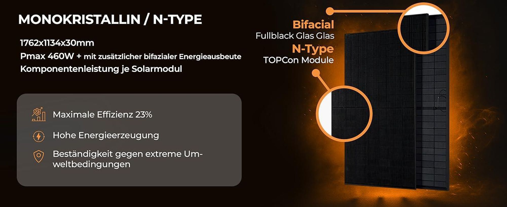 SUNNIVA® 1840W Balkonkraftwerk BIFAZIAL FULLBLACK komplett Steckdose DEYE 2000 Watt Wechselrichter, Komplettset 4x 460W PV Solaranlage Solarmodule
