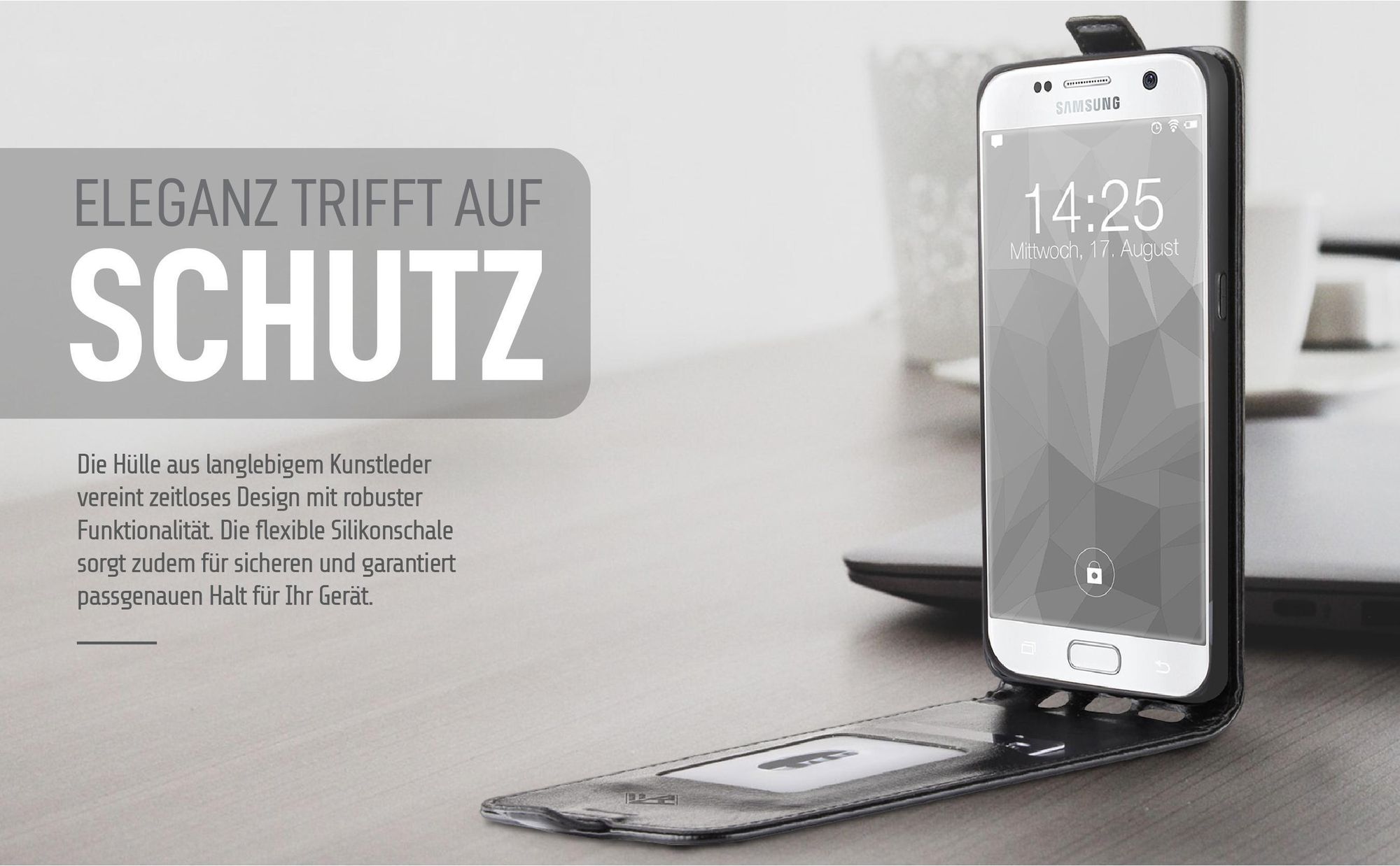 Handytasche in Schwarz für Samsung Galaxy S7 edge im eleganten Design