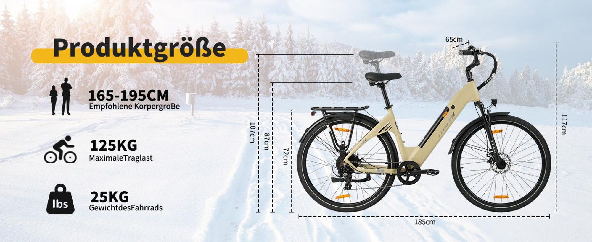 ttgo C3 SE 28 Zoll E-Bike für Erwachsene, Elektrofahrrad 250W Motor 36V 18Ah Akku, 80–120 km Reichweite, 25 km/h City ebike E-Hollandräder