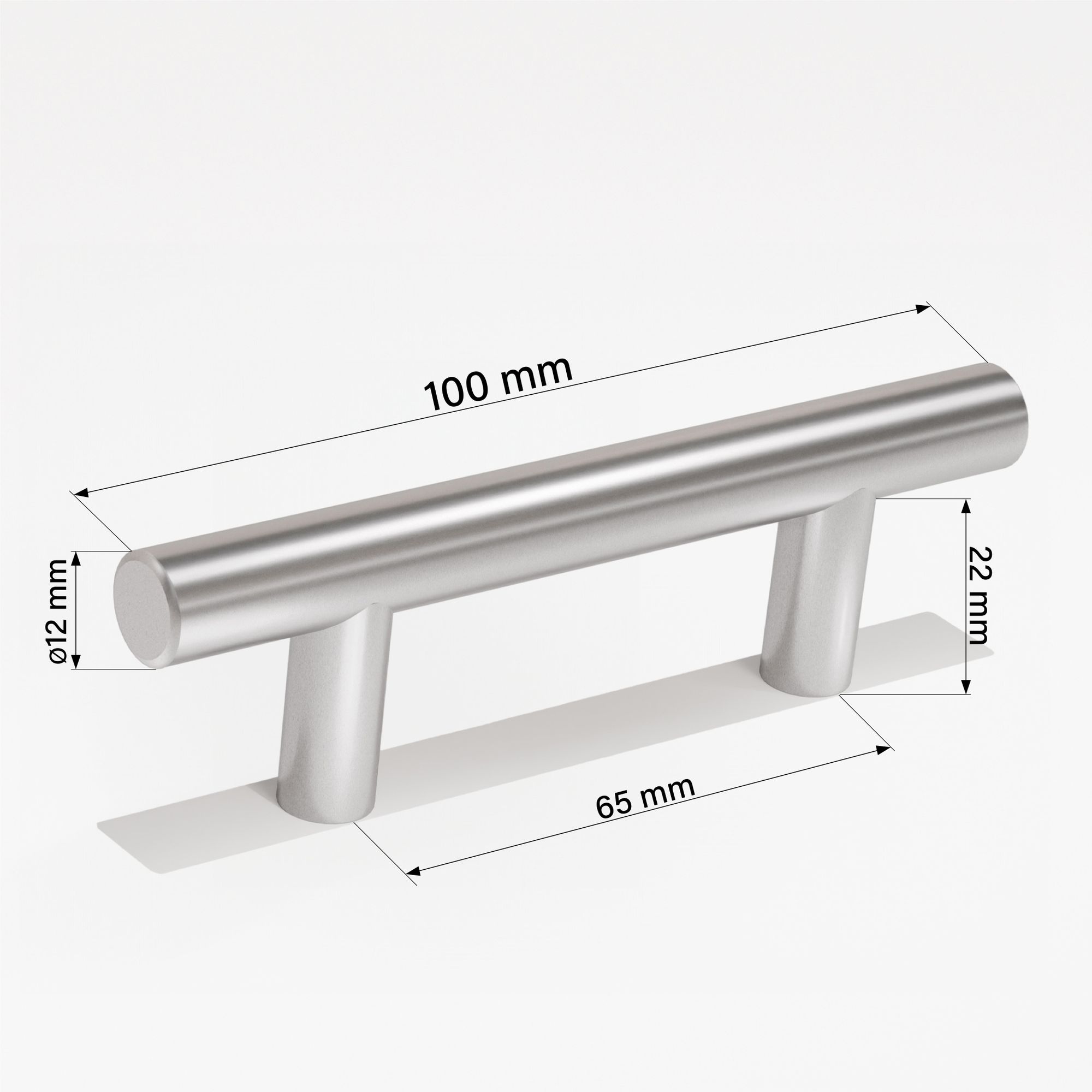 10x Design Möbelgriffe Edelstahl-Optik – Bohrlochabstand 65mm – Breite 100mm – Aluminium Stangengriffe abgeschrägt