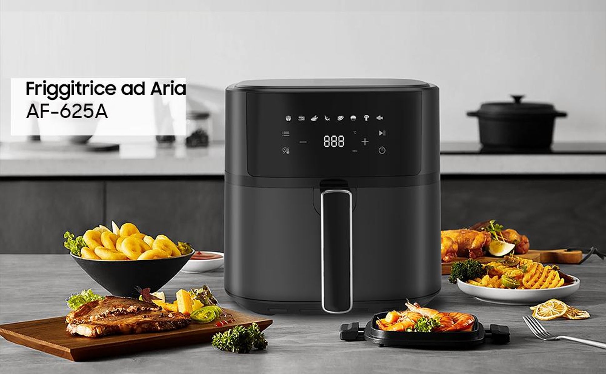 Airfryer AF625A Airfryer XL 6,5 l, senza olio, display digitale, 8 programmi di cottura 80 - 200 °C
