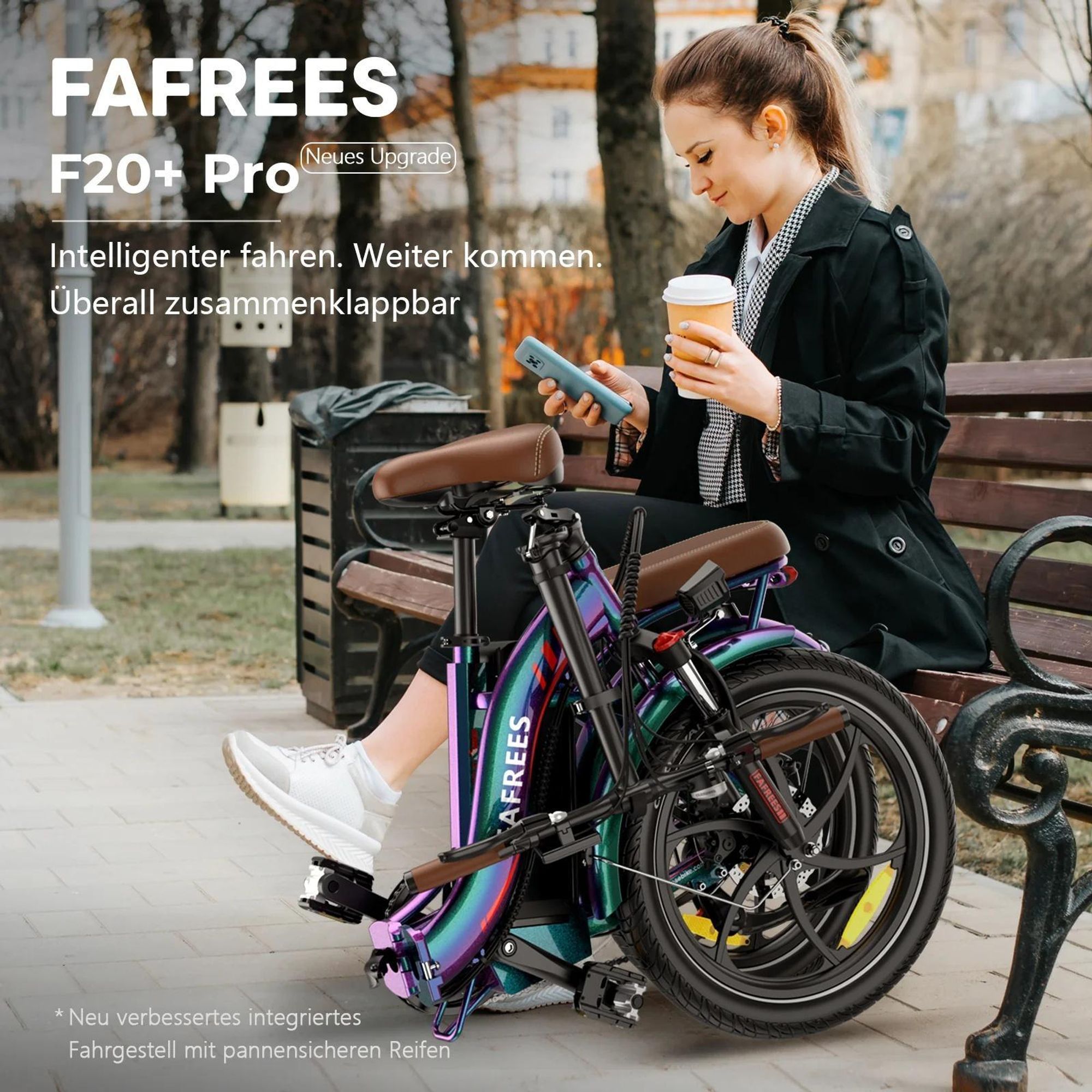 E-Bike FAFREES F20+ Pro - Motor 250W Batterie 36V25Ah 20 Zoll Reifen Mechanische Scheibenbremsen - Aurorablau
