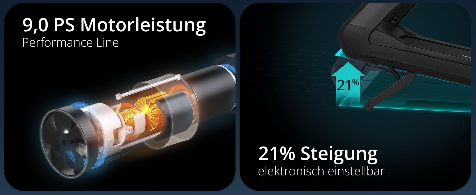 AsVIVA T22 Studio Pro Laufband, 23,5" Touchscreen, 9 PS Motor, 21% Steigung, 8-Zonen Dämpfung