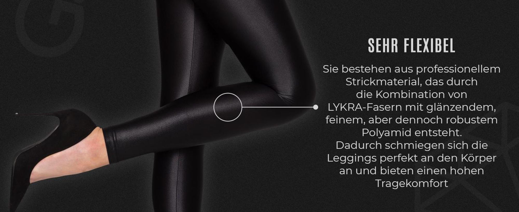 Damenleggings, Gatta, Schwarz glänzend, Größe L Leggings für Damen