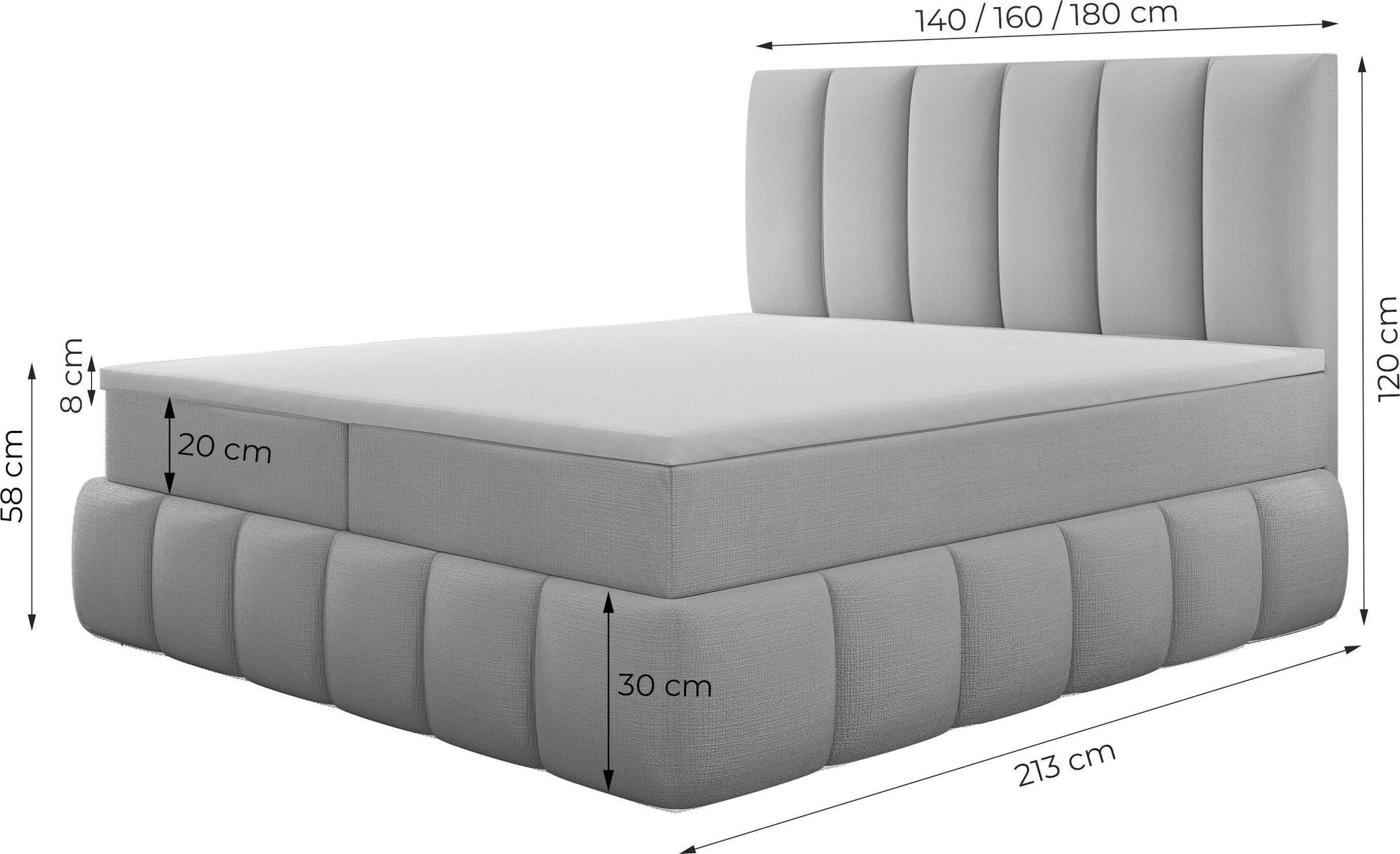 VELAR Boxspringbett mit bettkasten "BALI PLUS", 180 cm, Beige