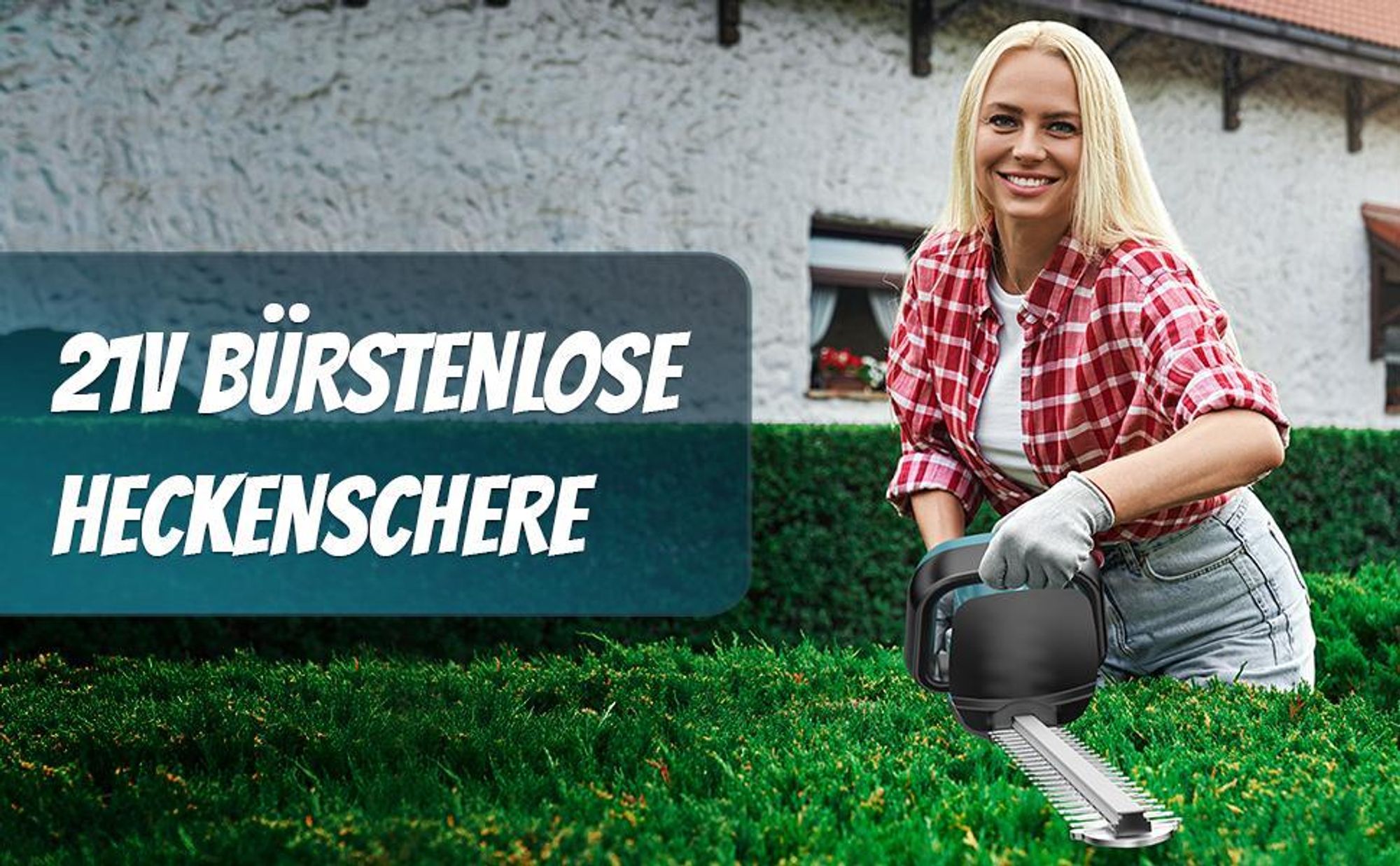 500W Akku Heckenschere mit Bürstenlosem Motor–530 mm Schnittlänge, kompatibel für Makita 18V Akku,für Hecken & Sträucher,20 mm Schnittstärke,onhe akku