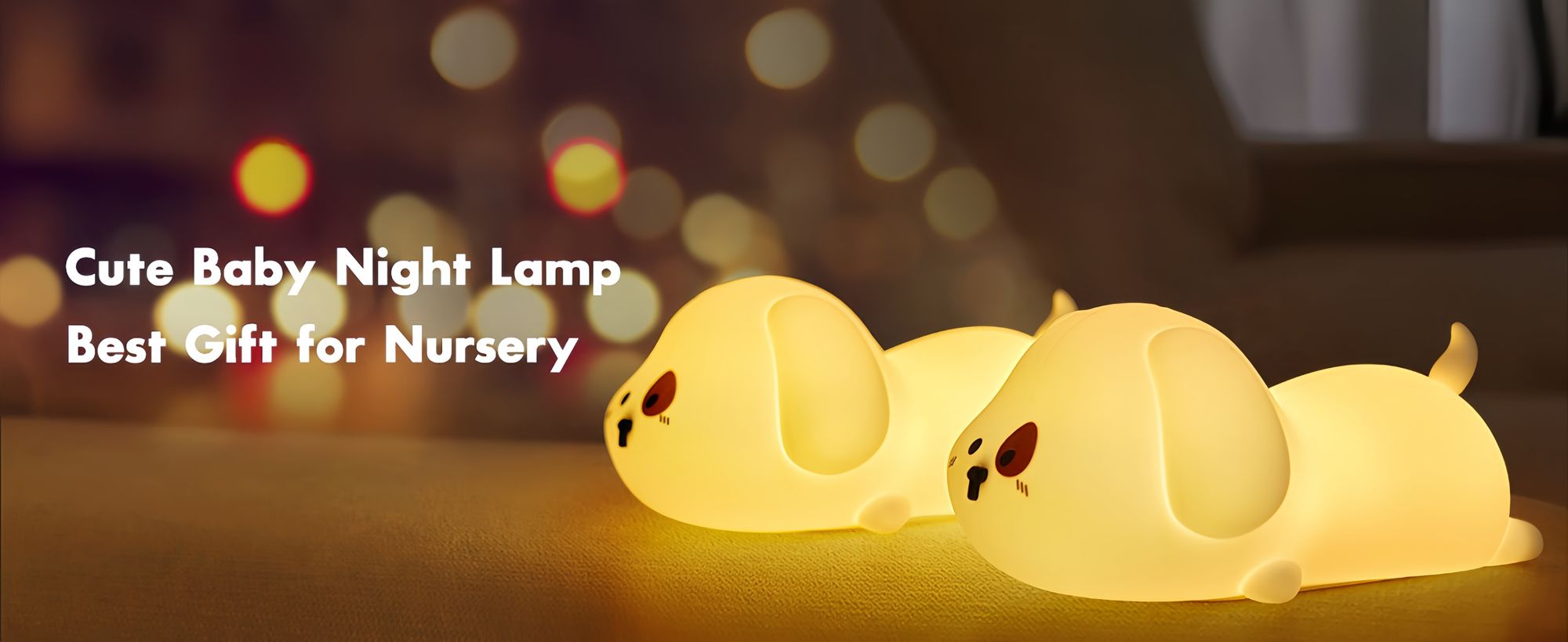 LED Nachtlicht,16 Farben 5 Helligkeit dimmbar süßes Schlaflicht, Kinderzimmer tragbare Schlafhilfe Stilllicht, USB-Aufladung，Niedlicher Welpe Silikon