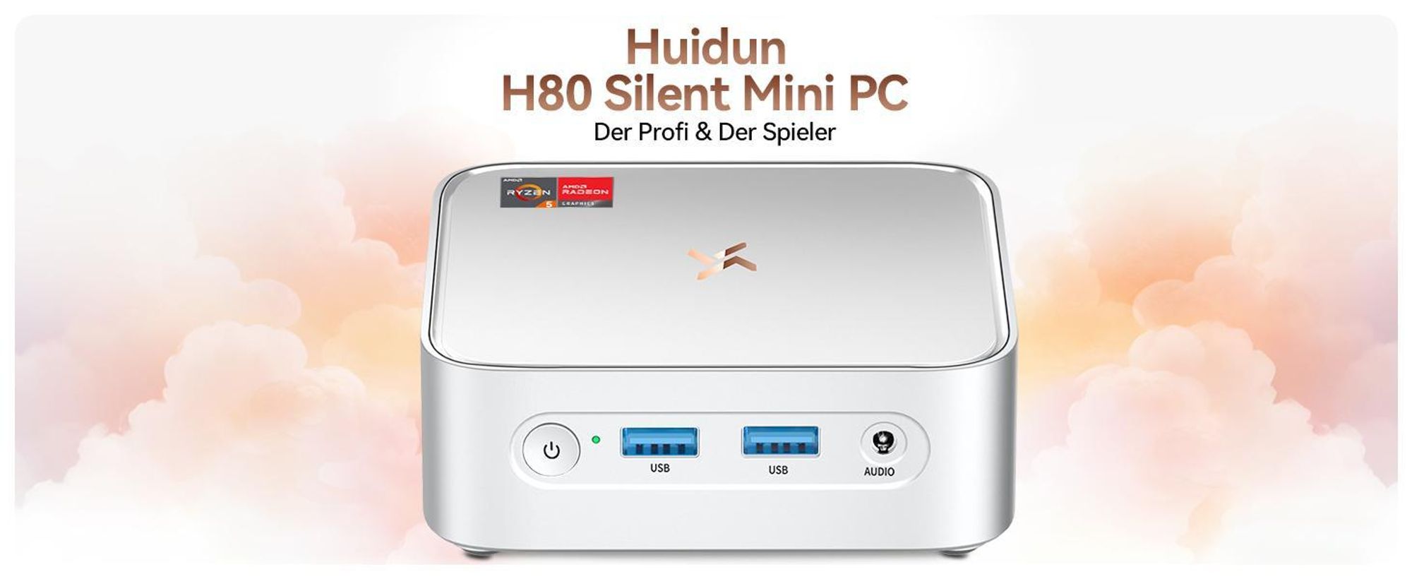 Blackview Huidun H80 MiniPC Desktop PC, AMD Ryzen 5 3500U, 16GB DDR4, 512GB SSD, Dual-Gigabit-LAN, Dual-4K-Ausgang, VESA-Montage,  inkl Monitor
