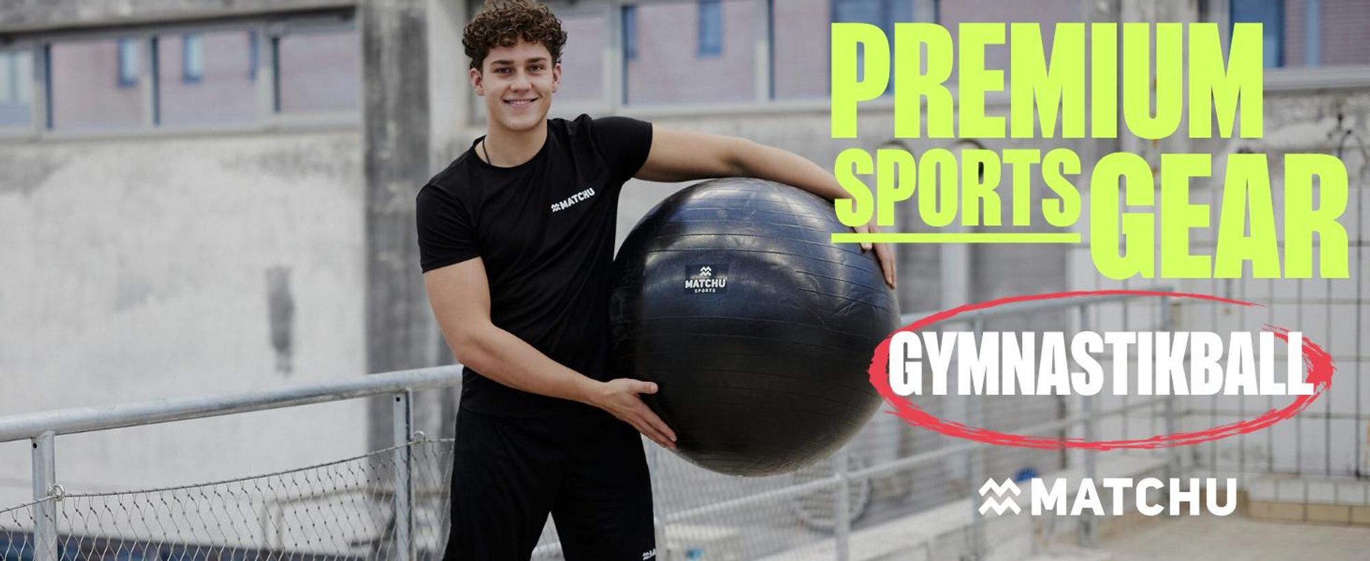 Matchu Sports Gymnastikball 85 cm mit Luftpumpe – Anti-Burst Fitnessball, Sitzball fürs Büro, Yogaball und Pilatesball – Schwarz