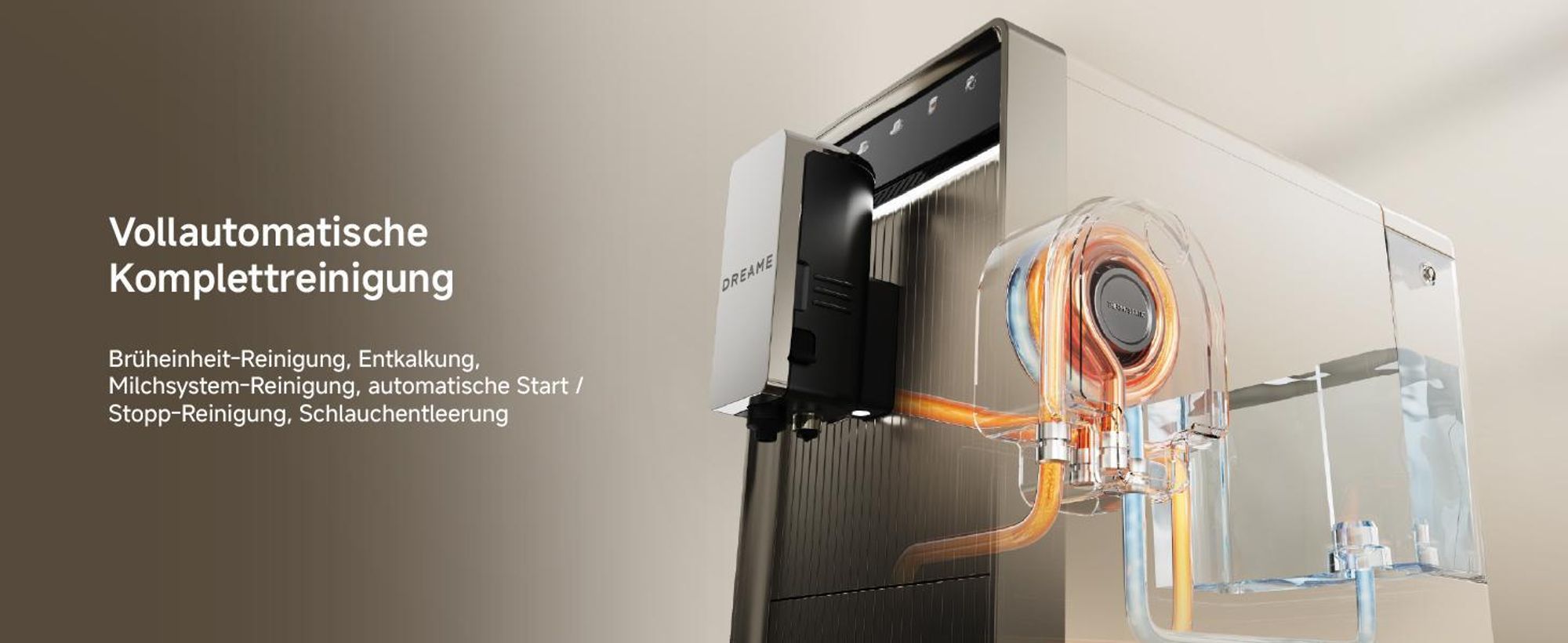 Dreame Ecceluxe Slim FCM30 Espressomaschine,kompakte Größe,erstklassiger Geschmack,Komplettreinigung,Ein-Knopf-Touchscreen,fünf Kaffeespezialitäten