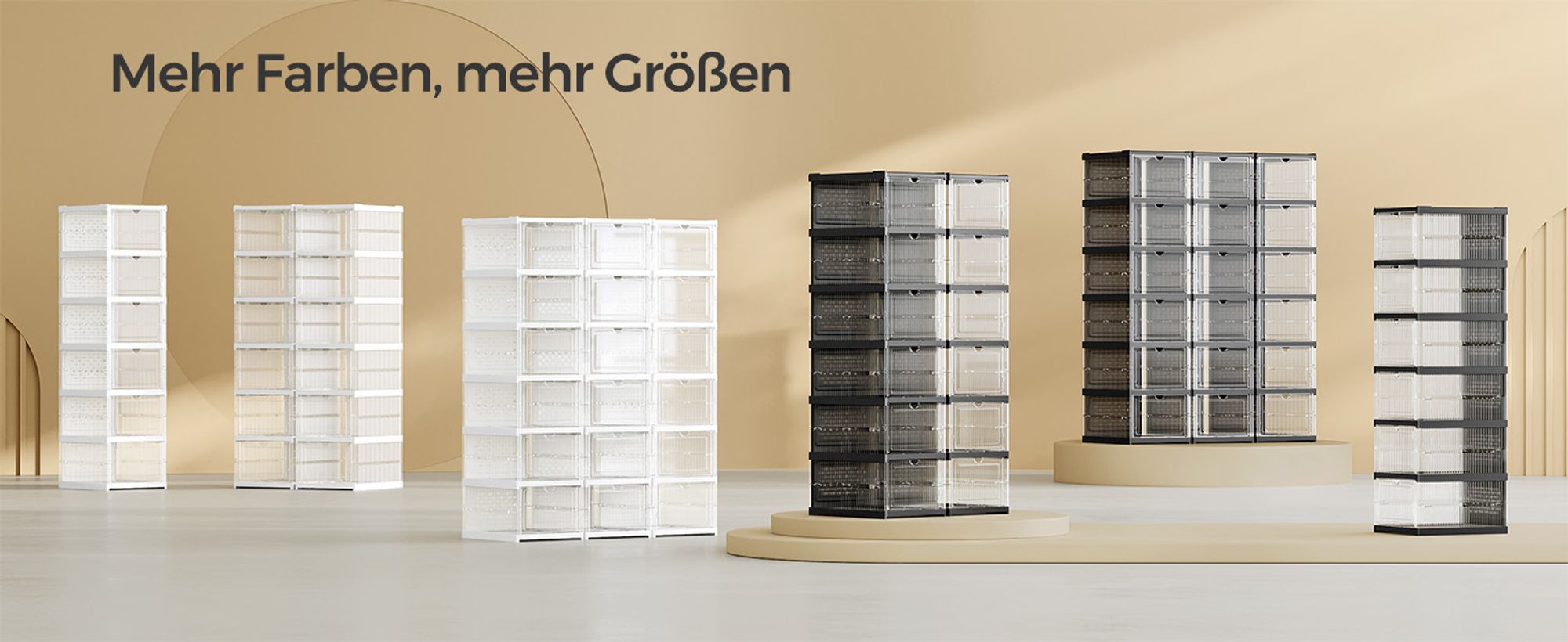SONGMICS Schuhschrank 1/2/3er Set, mit 6/12/18 Schuhboxen, integrierter Schuh-Organizer, faltbar, tragbar, für Schuhe bis Größe 46, 1-Min-Montage