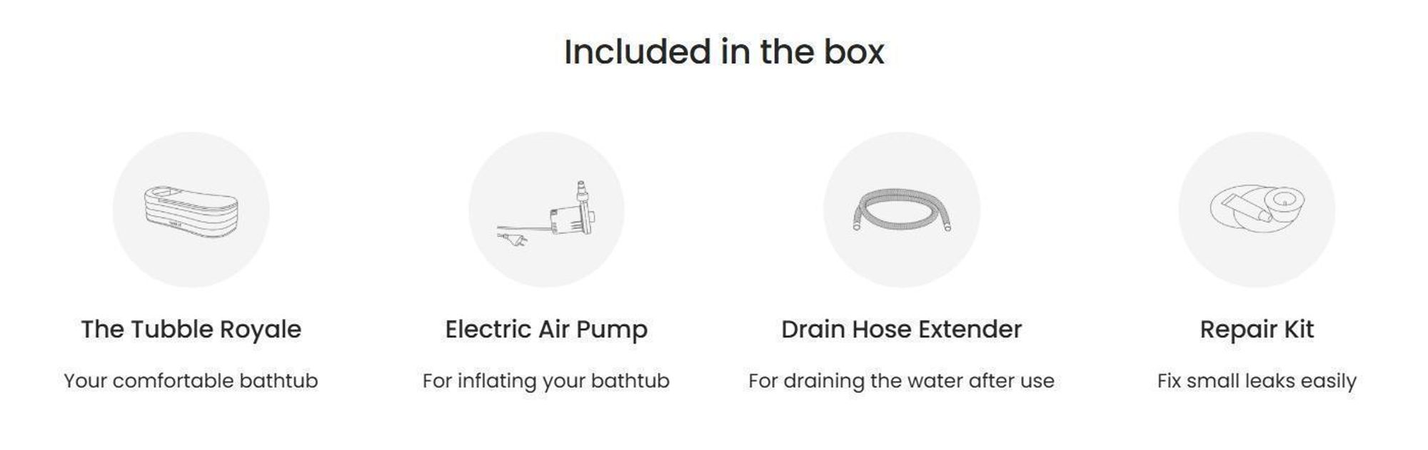Tubble® Royale Aufblasbare Badewanne Ambient Taupe 255L – Faltbare Badewanne für Erwachsene bis 188cm, Aufbau in 1min, Indoor & Outdoor