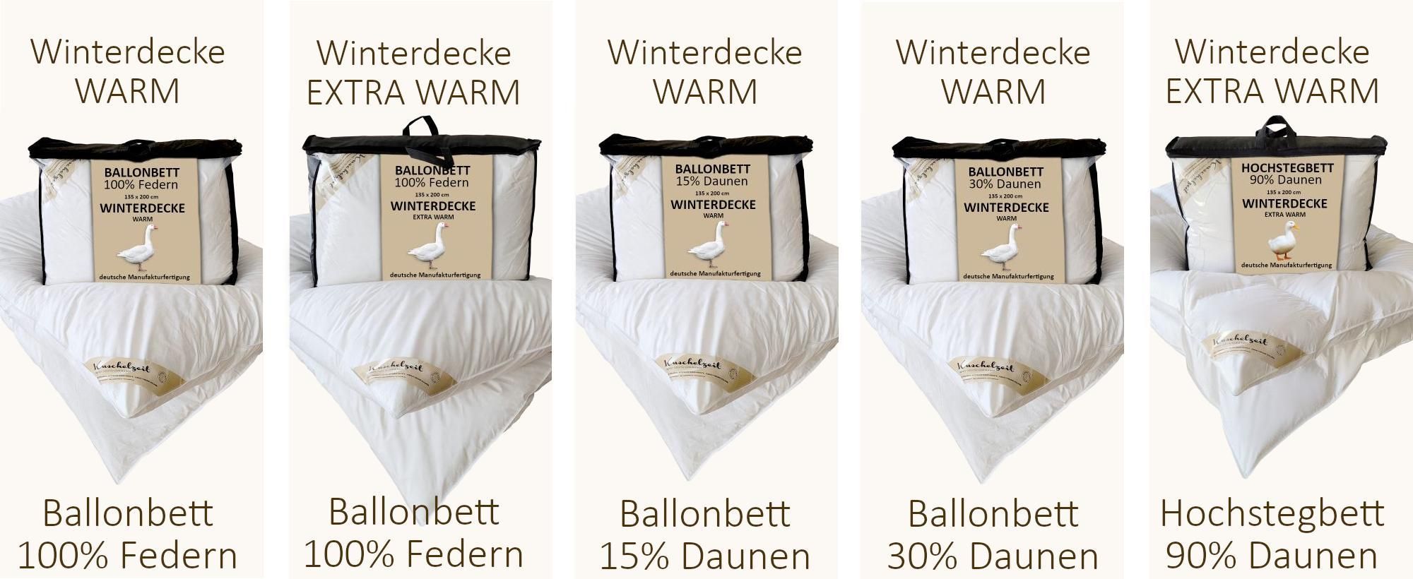 Federbett mit 100% neuen weißen Landfedern 135x200 cm Oberbett 3000 g Ballonbett