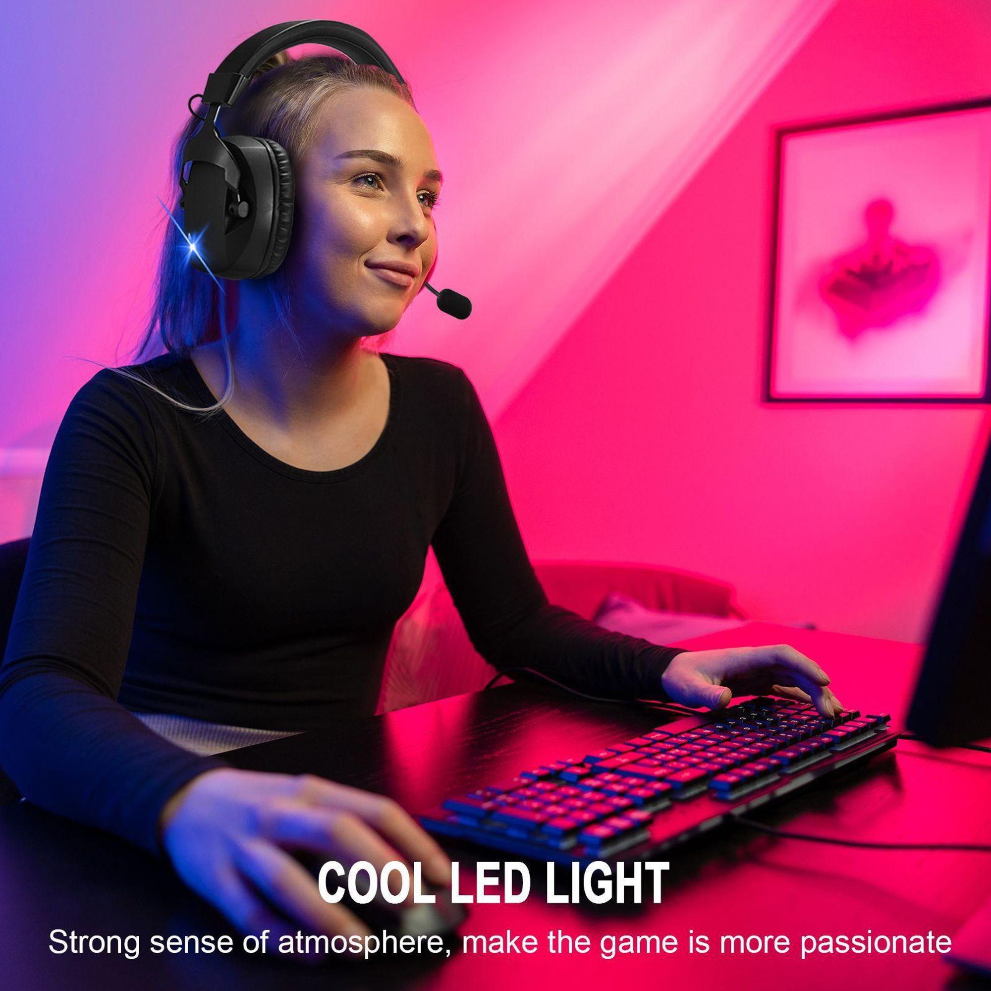 Drahtloses Gaming-Headset mit abnehmbarem Mikrofon mit Geräuschunterdrückung 2,4 GHz Bluetooth USB und 3,5-mm-Klinkenstecker 3 Modi für die Nutzung mit mehreren Geräten schwarz-weiß