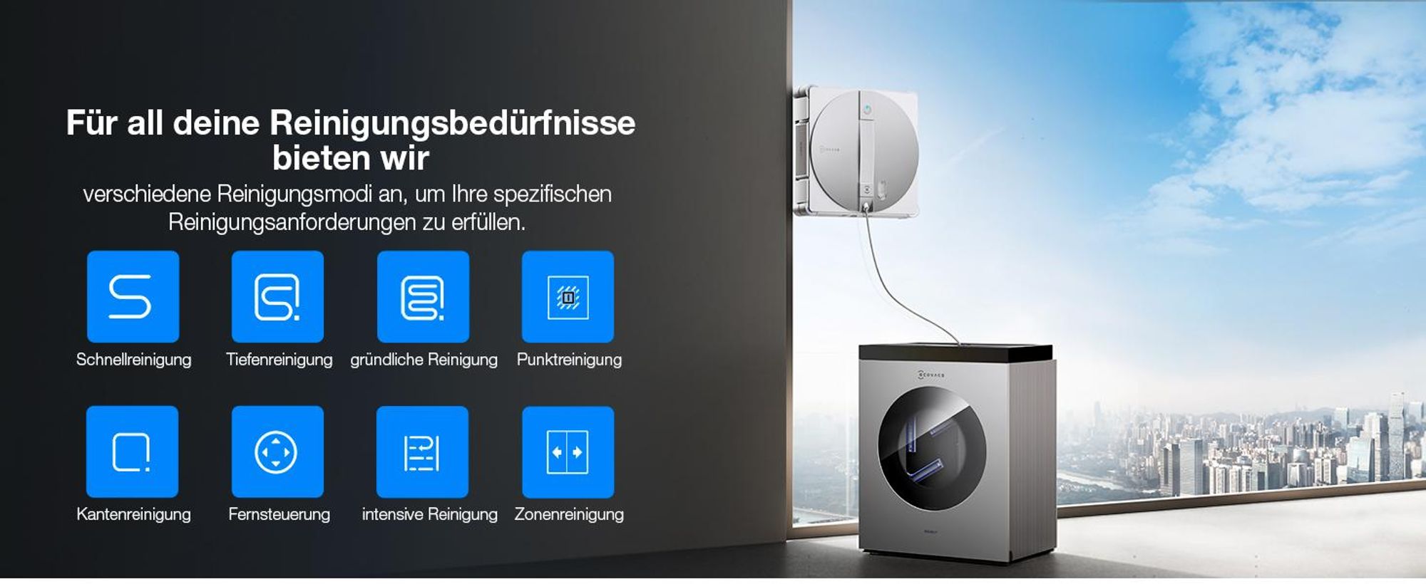 ECOVACS WINBOT W3 OMNI Fensterputzroboter mit Multifunktionsstation, Automatische Reinigung der Wischpads, Intelligente Reinigung entlang der Ränder