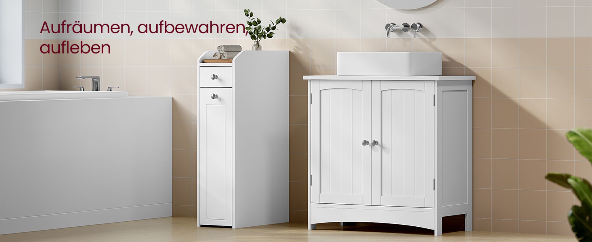 VASAGLE Badezimmerschrank klein, Toilettenschrank mit Schubladen