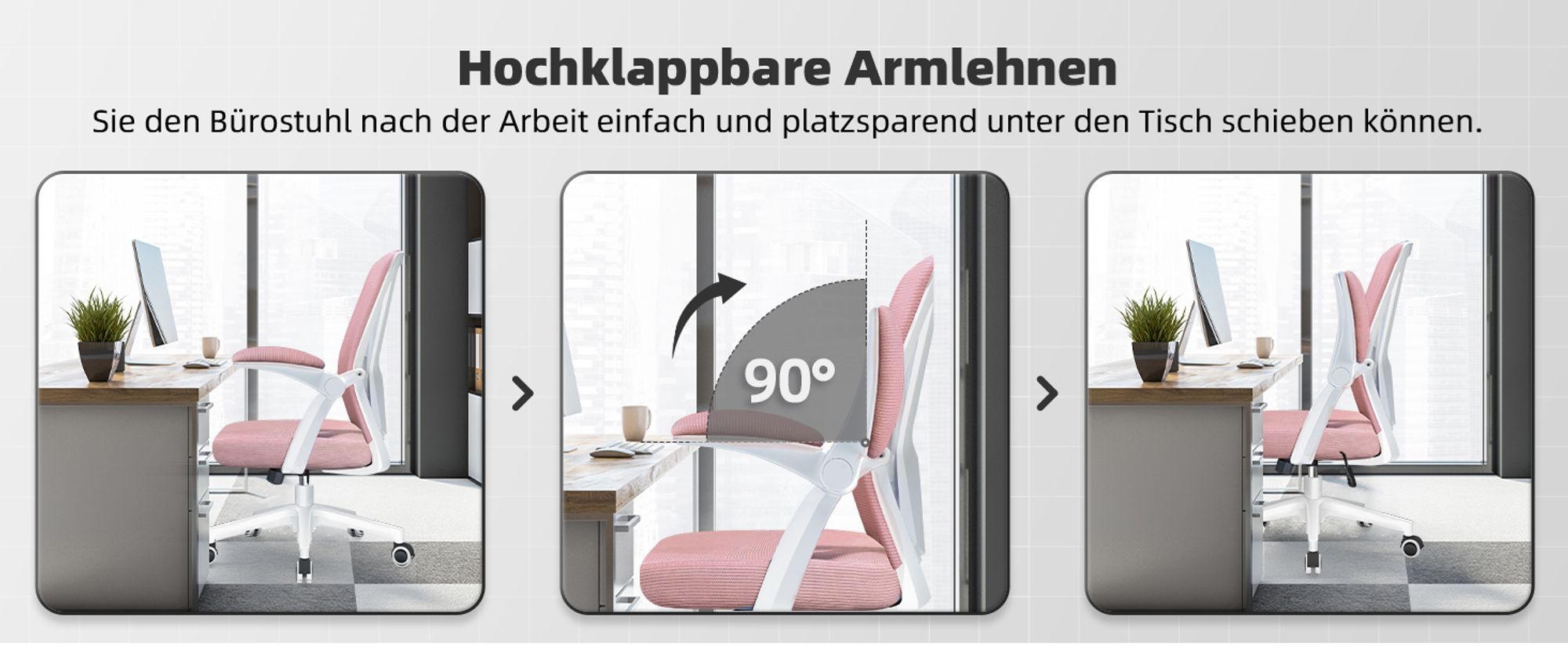 Aiibot Bürostuhl,Bürostuhl Ergonomischer mit klappbaren Armlehnen Schreibtischstuhl Armlehnen Höhenverstellbarer Drehstuhl Chefsessel bürostuhl 150 kg