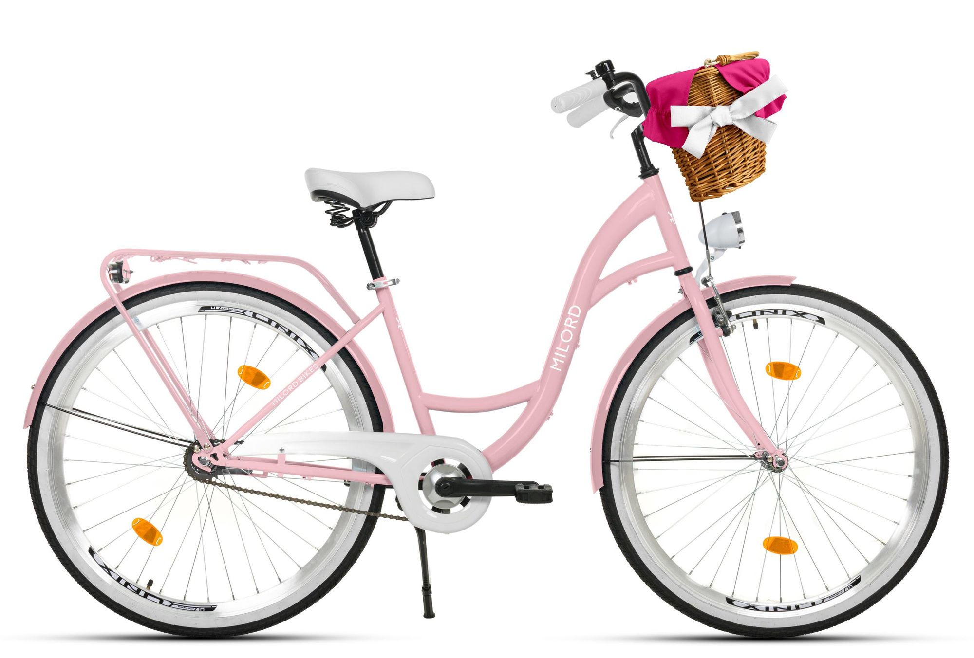 Milord Komfort Stadtfahrrad Fahrrad mit Weidenkorb Damenfahrrad, 26 Zoll, Braun, 1-Gang