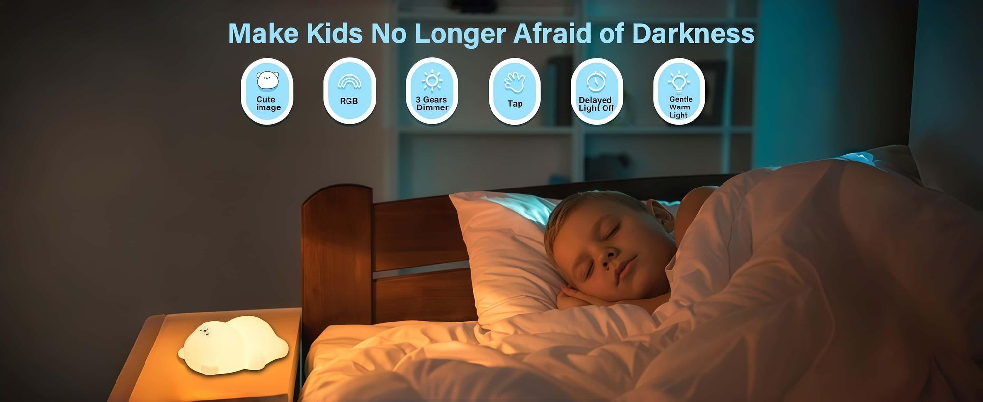 LED Bär-Nachtlicht,7 Farben,3 Dimmstufen,USB,Touch-Steuerung, Still-licht mit Timer,Silikon Nachtlampe Baby,Augenschutz-lampe,Geschenke für Kinder