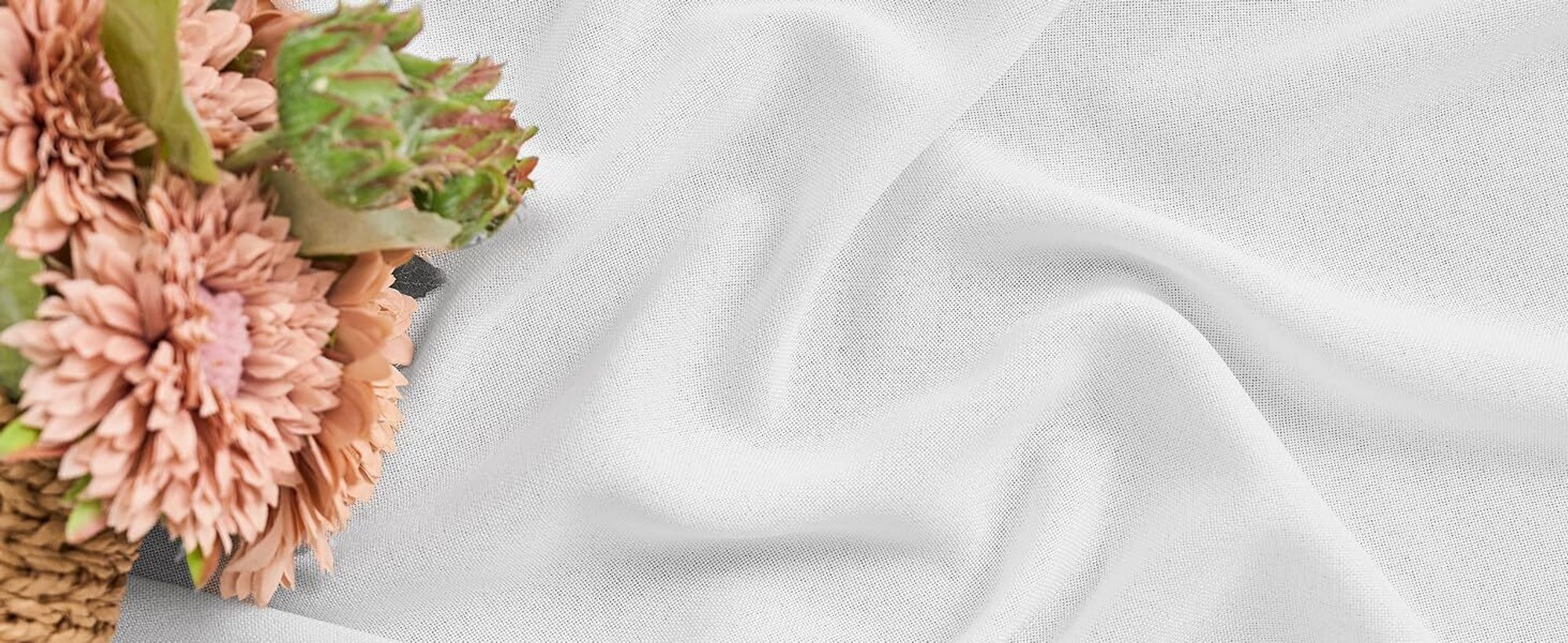 WOLTU Gardinen mit Ösen Leinenoptik Halbtransparent Voile Modern, 135x245cm Weiß
