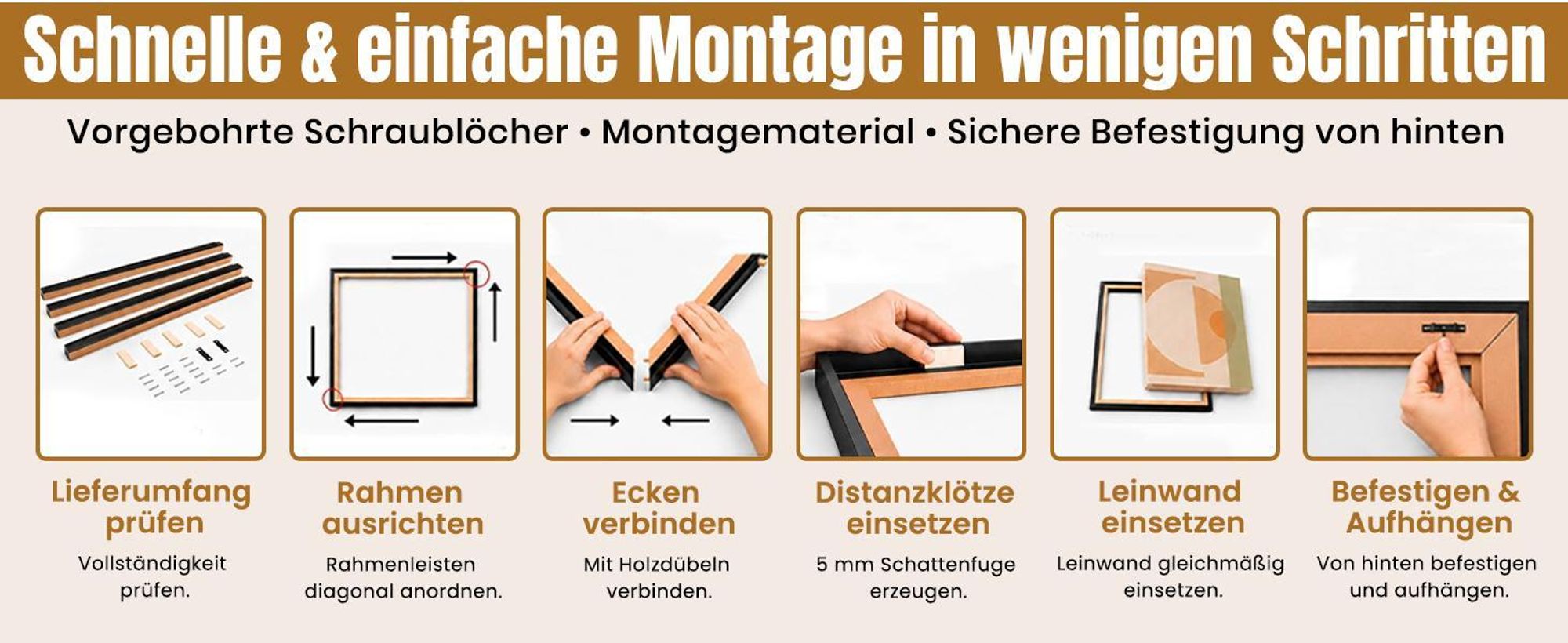 Monframe Schattenfugenrahmen für Leinwandbilder & Canvas 30x40 cm - Schwarz glanz - für Keilrahmen bis 22 mm Stärke - ohne Glas und Rückwand