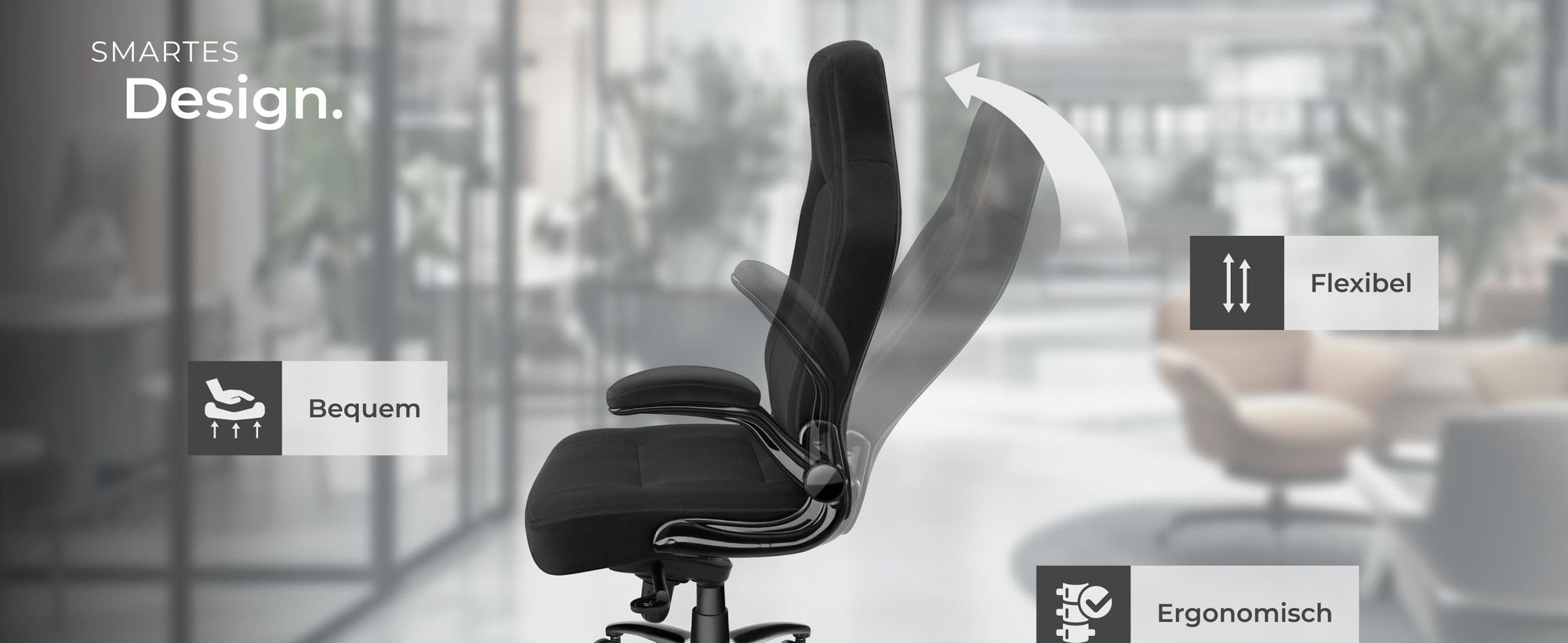 tectake® Bürostuhl Springsteen ergonomische Form 360° drehbar