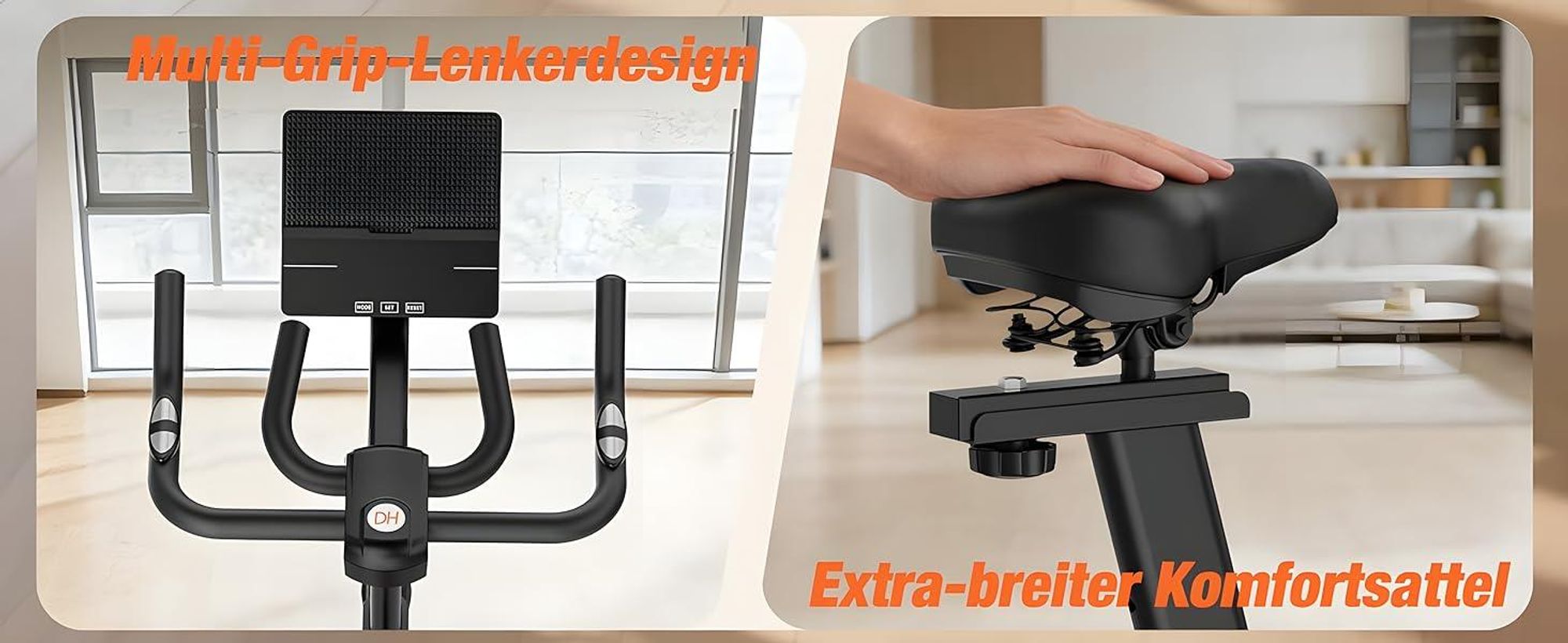 DH FitLife 2026 Heimtrainer Fahrrad, magnetisches Ergometer mit Pulssensor & APP, leises Indoor Bike, neuer Lenker & Monitor
