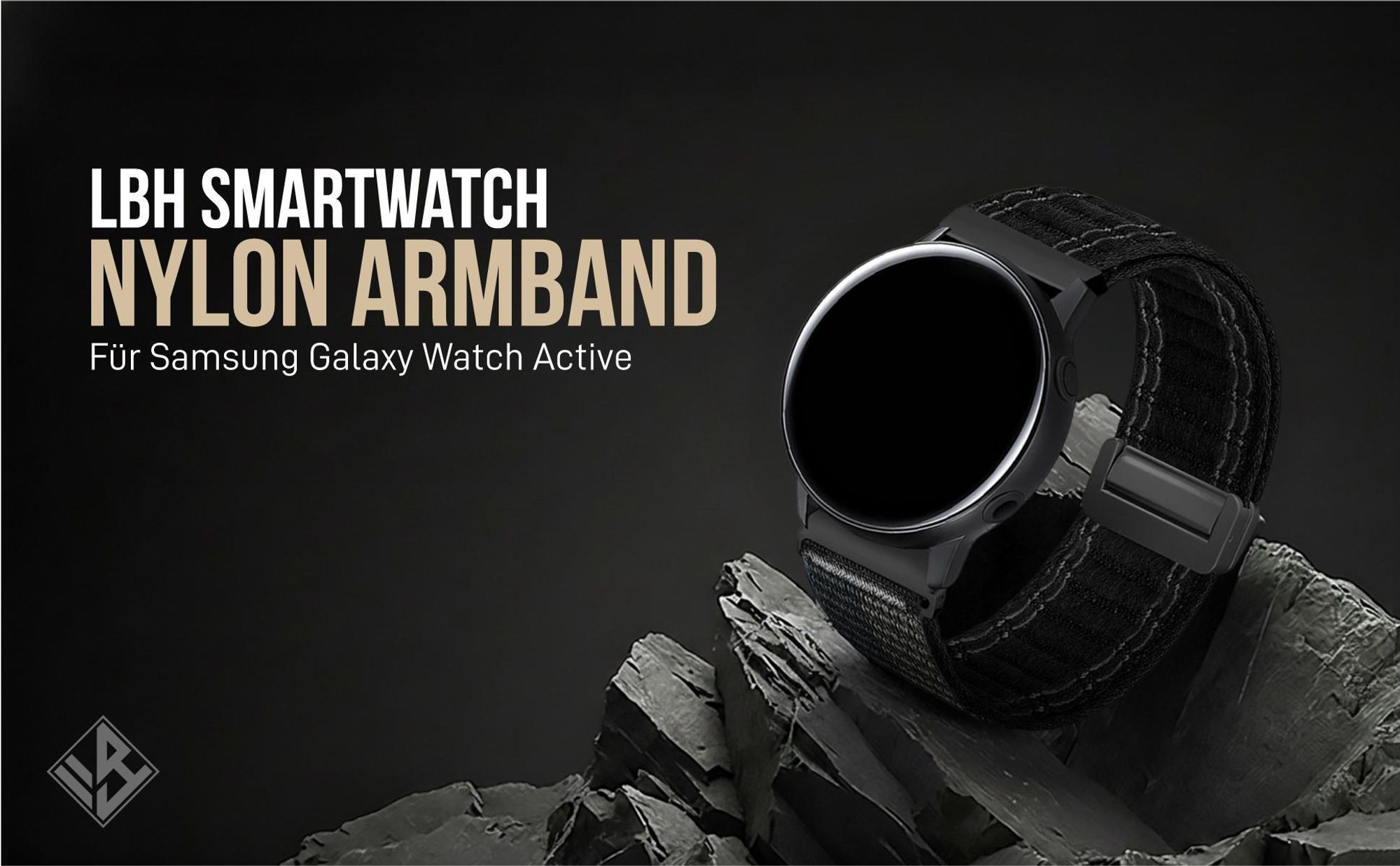 Schwarzes Armband für Samsung Galaxy Watch Active 40mm mit Magnetverschluss