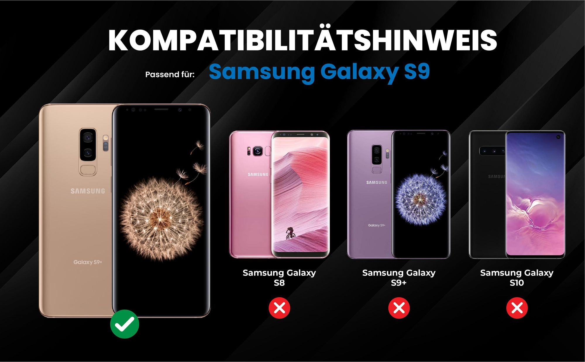 Kompatibilitätshinweise Hülle für Samsung Galaxy S9