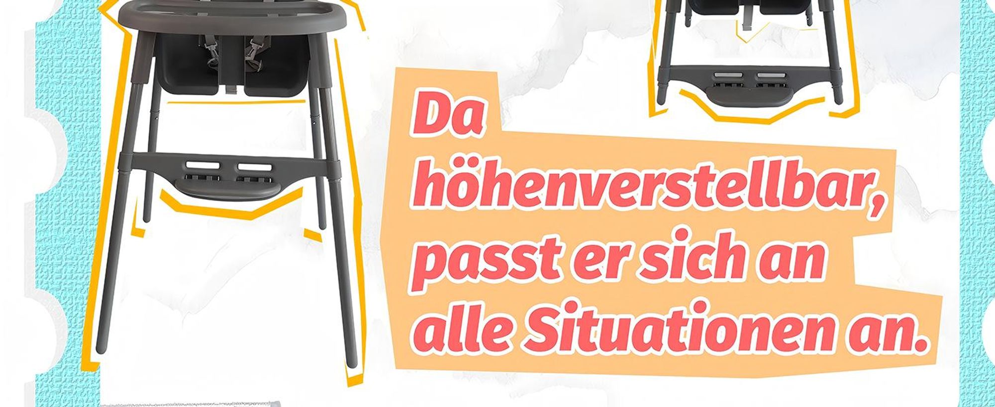 Yalion Hochstuhl 2 in 1 HochstuhlEsszimmerstuhl für Kleinkinder von 6-36 Monaten|Abnehmbares Tablett|5-Punkt-Sicherheitsgurt|max.Belastung 15 kg-Braun