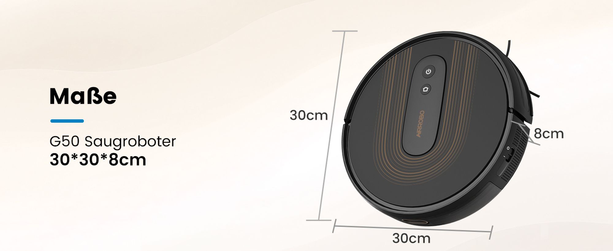 AIRROBO G50 Saugroboter fuer Tierhaare, Harte-boeden, Teppiche, 4000Pa Saugleistung, 140 m² Reichweite, Steuerung mit App/WiFi