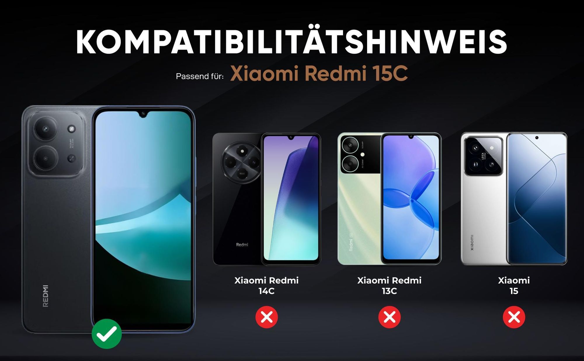 Kompatibilitätshinweise Hülle für Xiaomi Redmi 15C