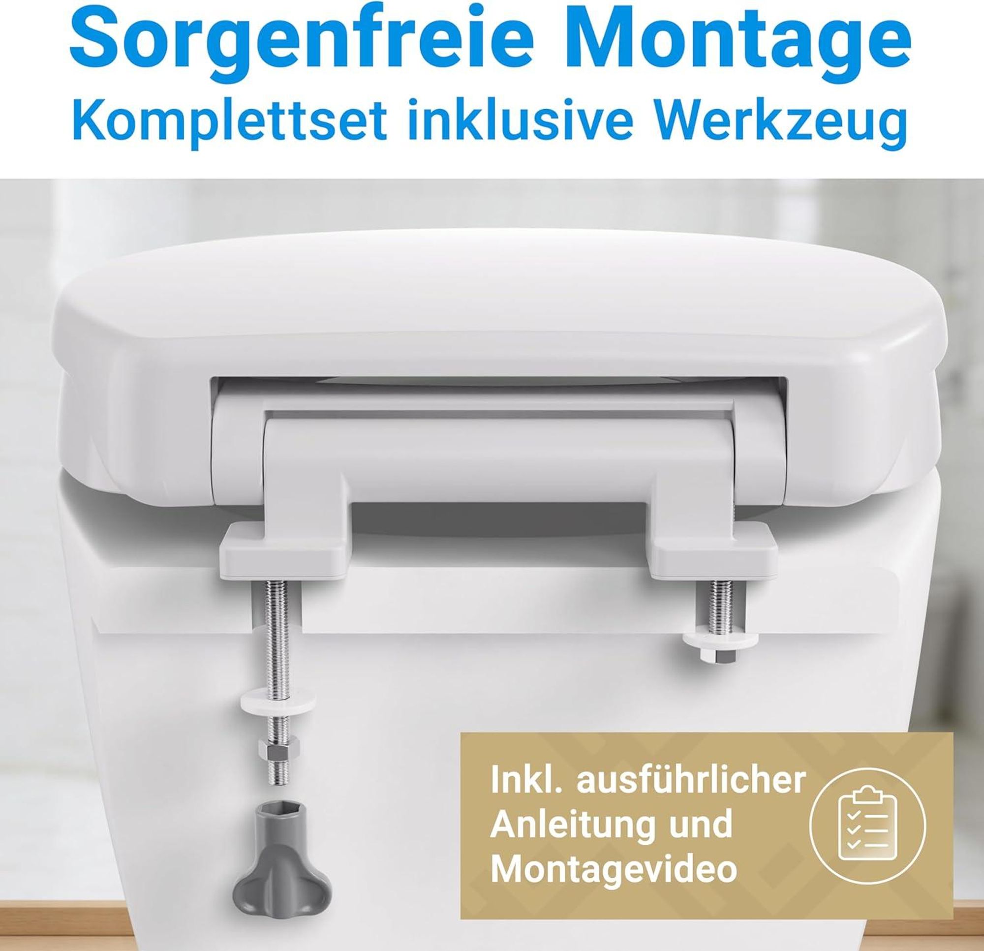 LOBENSWERK Toilettendeckel mit Toilettensitzerhöhung [5cm] Rutschfest dank Winkelpuffern | WC Sitzerhöhung aus Urea-Duroplast mit 250KG Tragkraft
