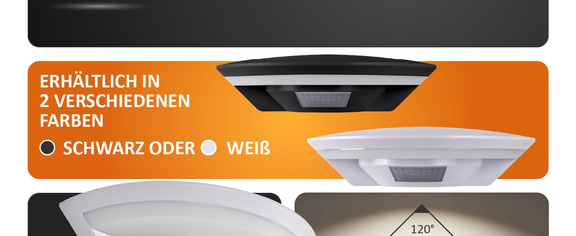 LED Außenwandleuchte mit Bewegungsmelder schwarz IP54 1450 Lumen 10W Wandleuchte Gartenleuchte Badleuchte Außenleuchte Wandlampe "SETA"