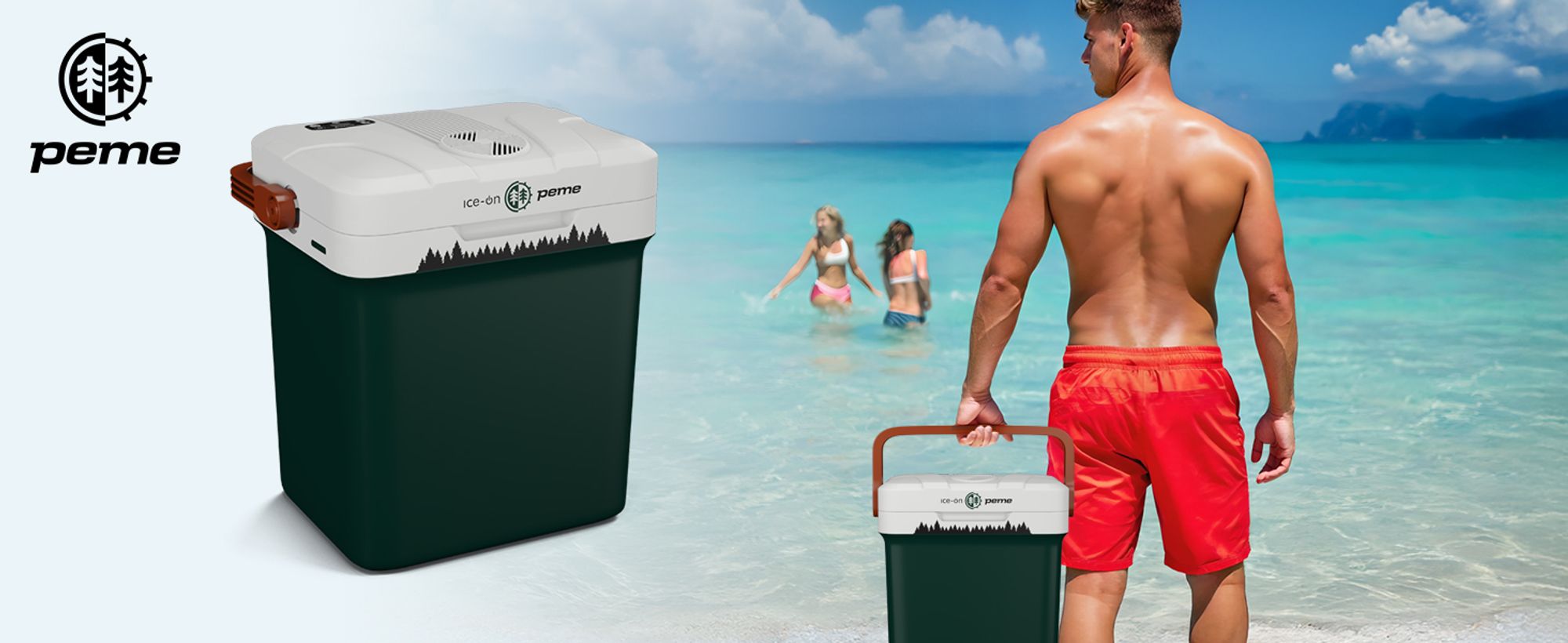PEME Essential 23L Elektrische Kühlbox Thermoelektrische Kühltasche Auto Camping Mini Kühlschrank Warmhaltebox Outdoor Wald Grün Angelzubehör Tragbar