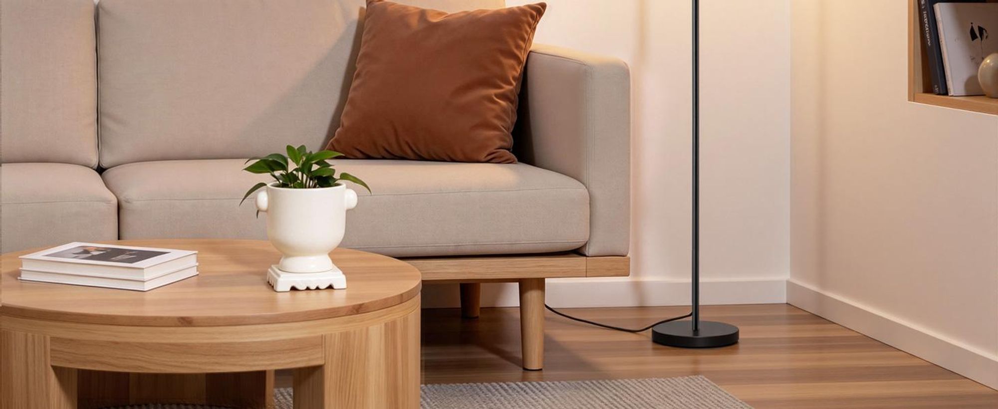 EDISHINE Stehlampe Wohnzimmer, Moderne Stehleuchte mit Leinen-Lampenschirm & schwarzm Metallgestell, für Schlafzimmer Büro, 145cm